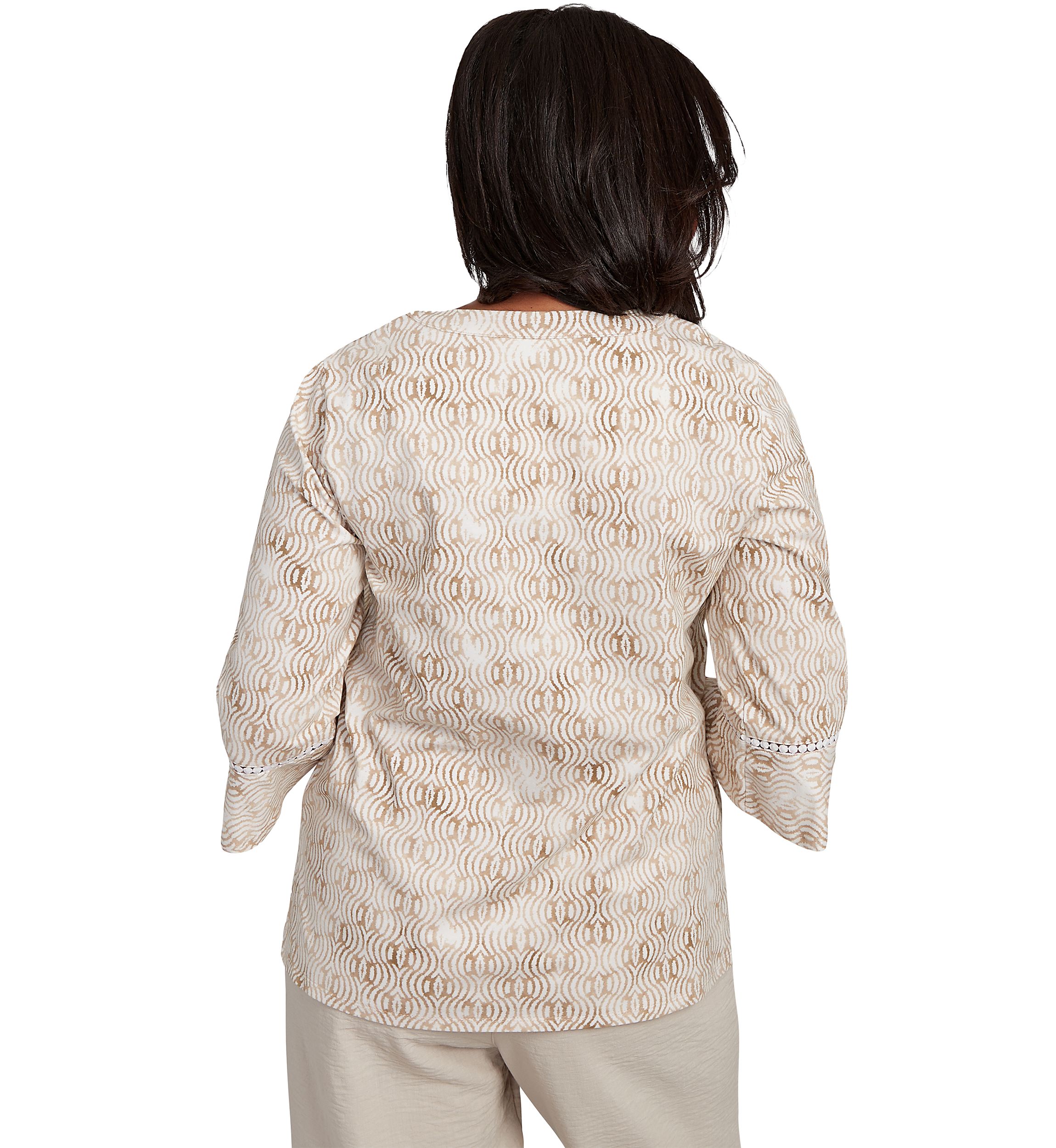 Womens Copper Canyon Print with Flower Embroidery Top