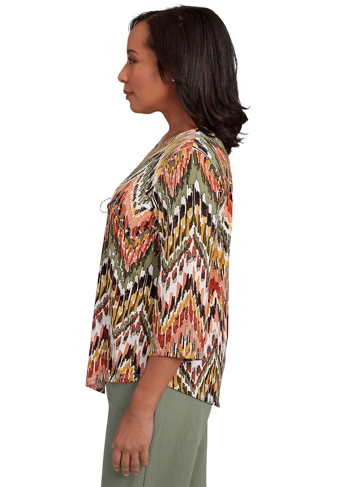Womens Copper Canyon Ikat Chevron Top