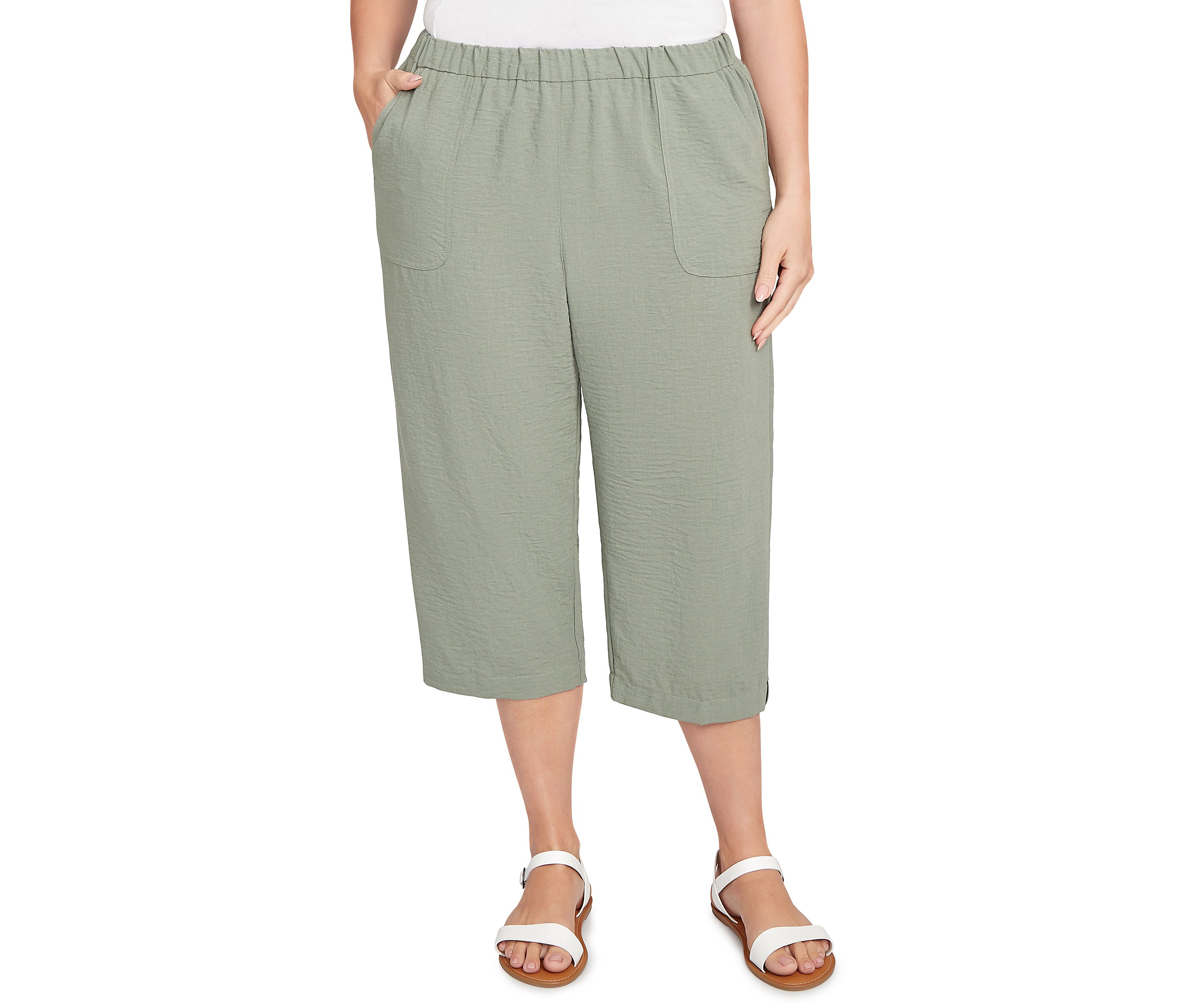 Plus Size Copper Canyon Button Tab Capri Pants