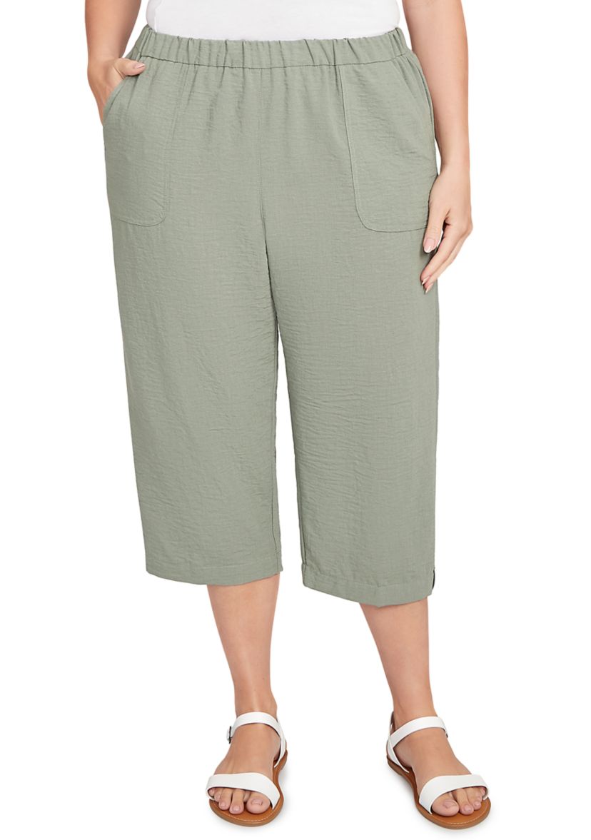 Plus Size Copper Canyon Button Tab Capri Pants