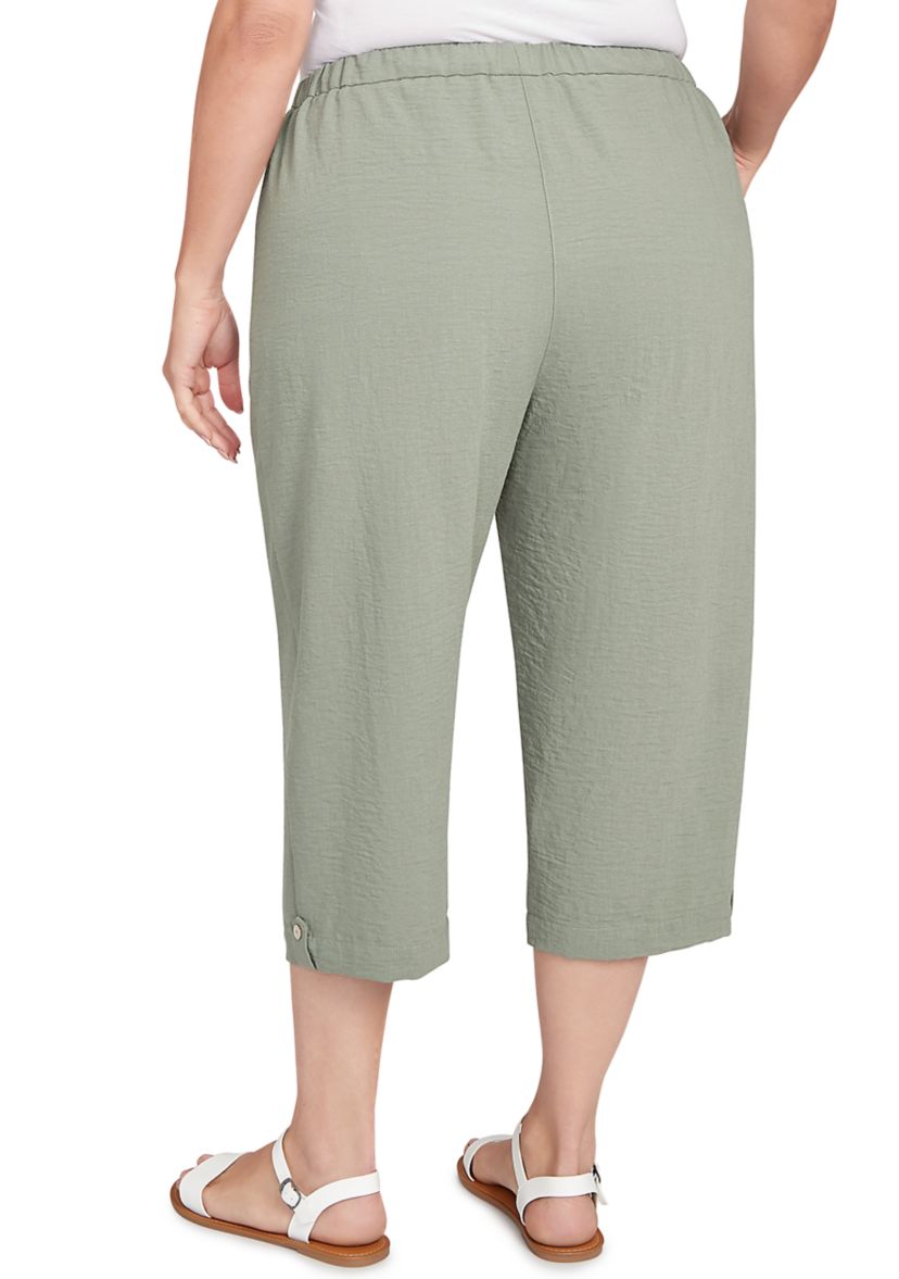 Plus Size Copper Canyon Button Tab Capri Pants