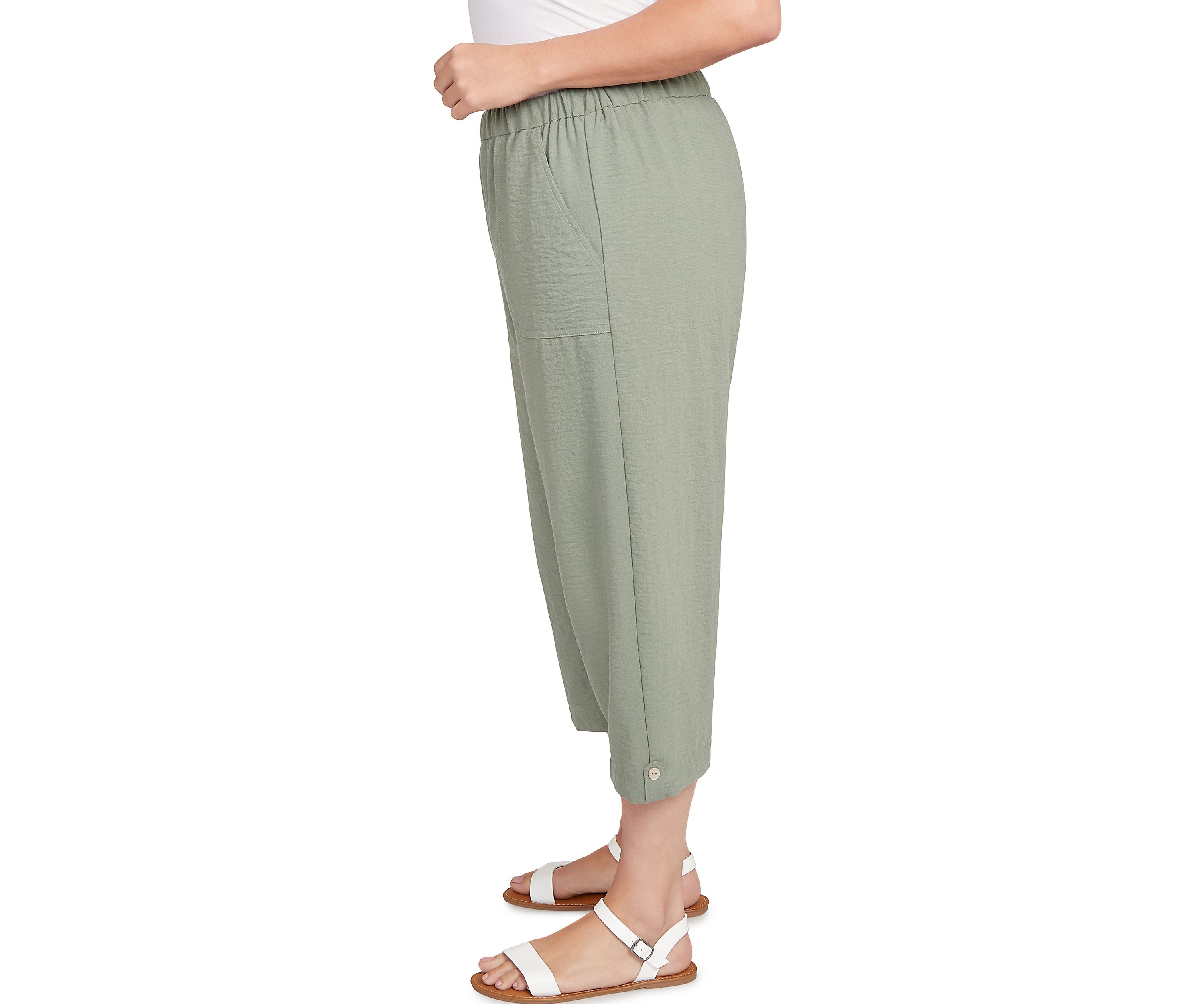 Plus Size Copper Canyon Button Tab Capri Pants