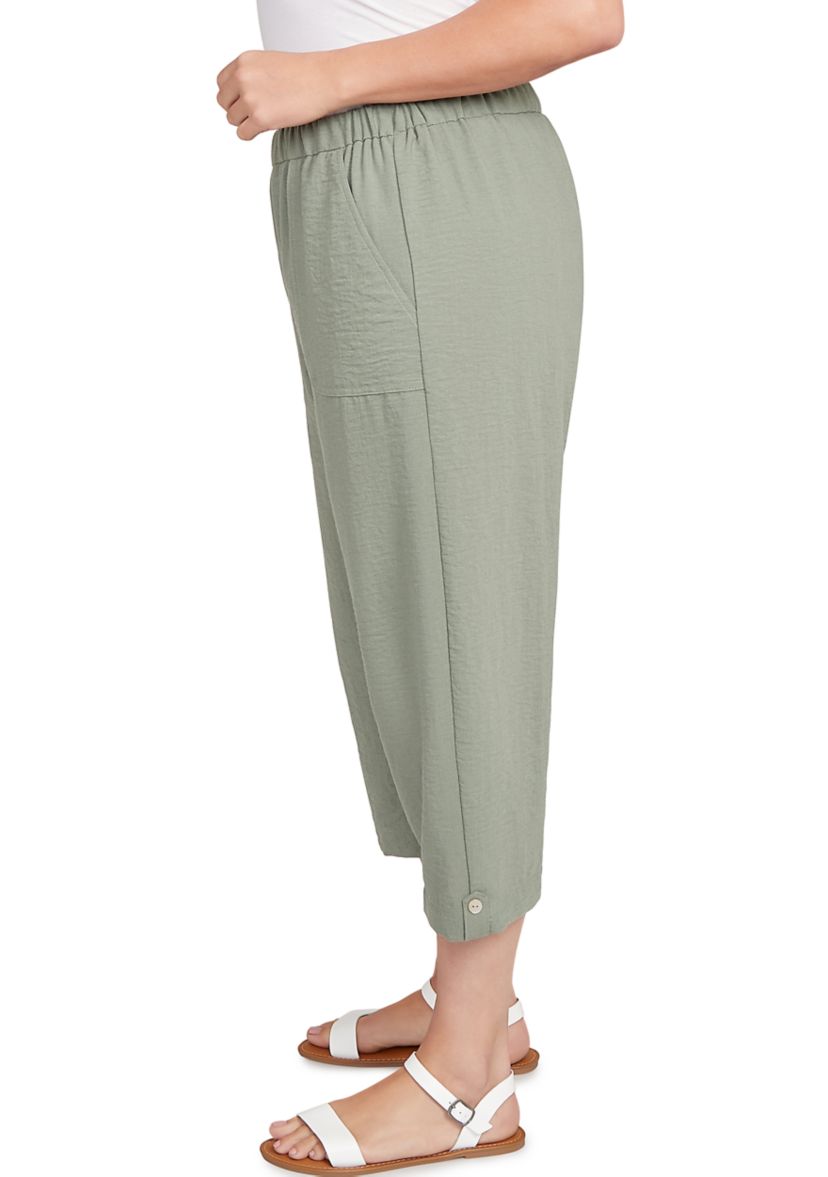 Plus Size Copper Canyon Button Tab Capri Pants