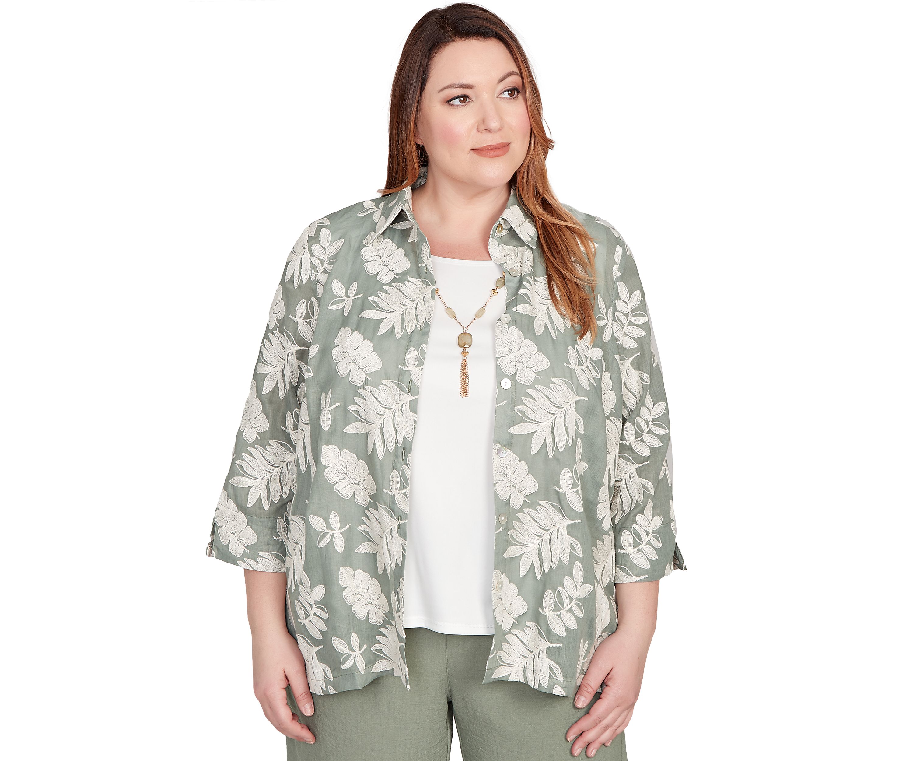 Plus Size Copper Canyon Soutache Leaves Two In One Top