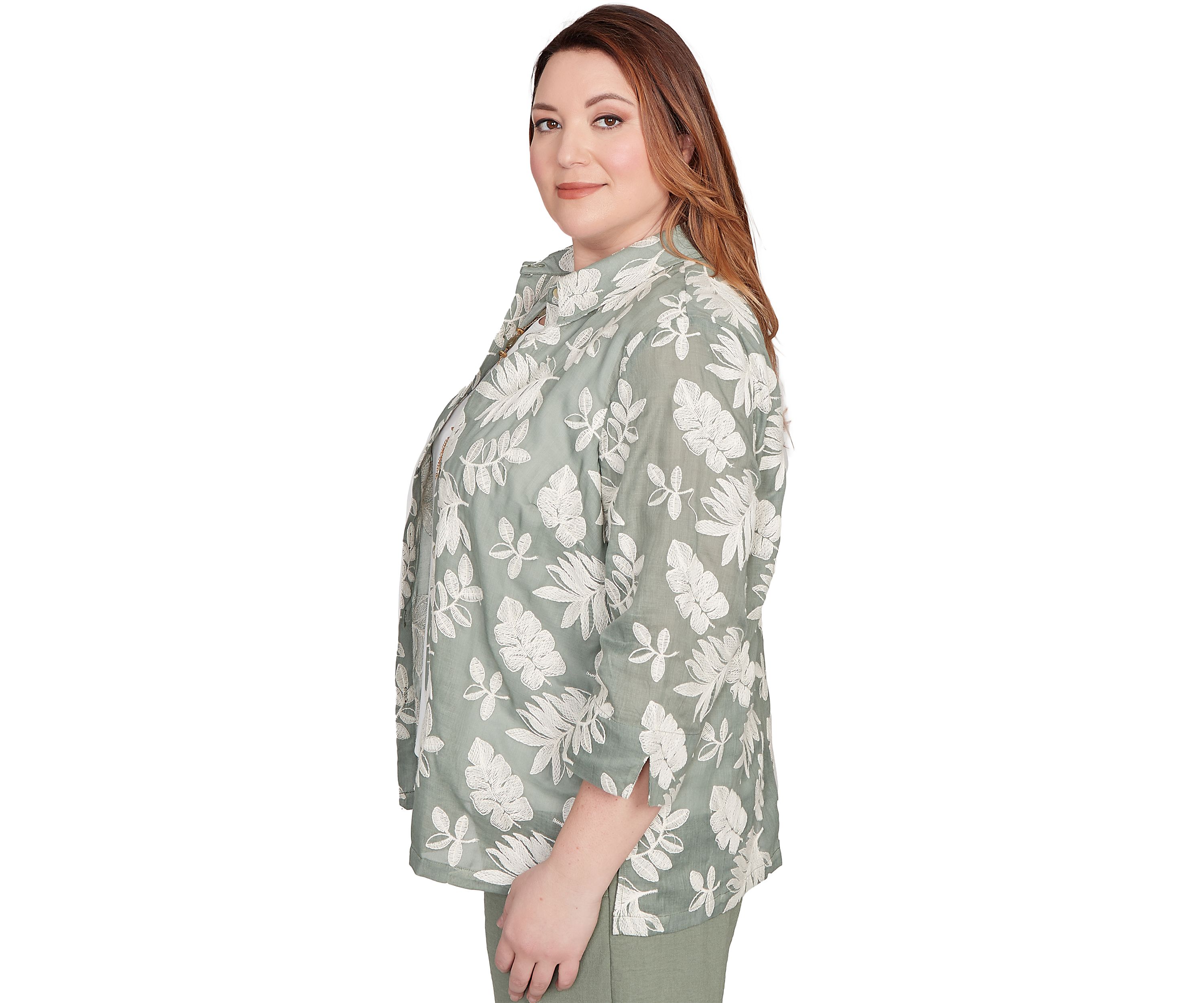 Plus Size Copper Canyon Soutache Leaves Two In One Top