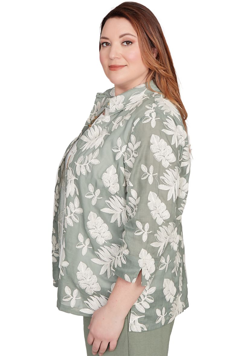 Plus Size Copper Canyon Soutache Leaves Two In One Top