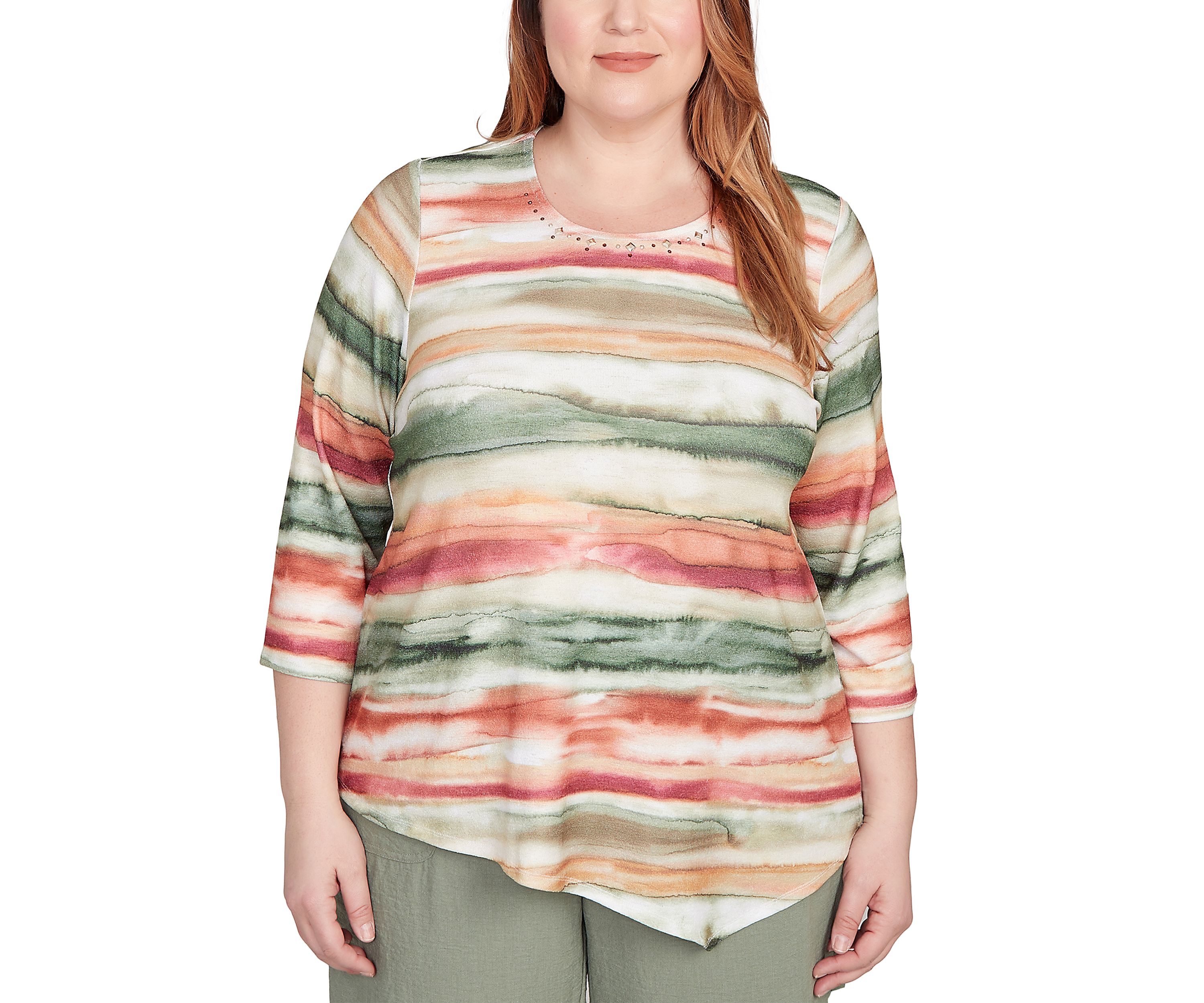 Plus Size Copper Canyon Watercolor Biadere Top