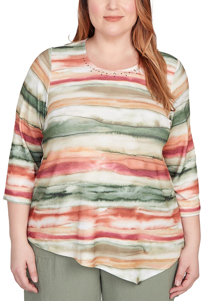 Plus Size Copper Canyon Watercolor Biadere Top