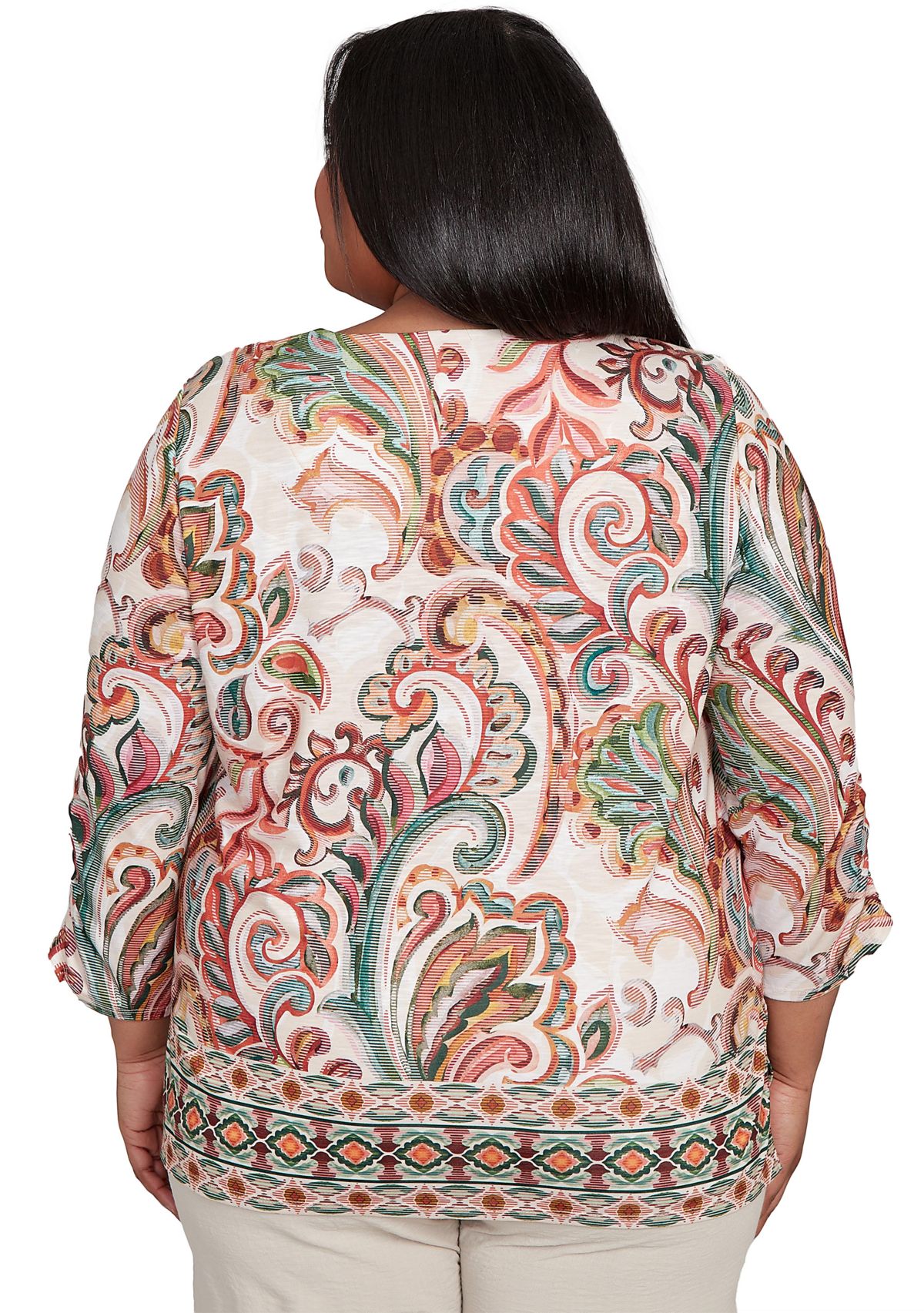 Plus Size Copper Canyon Texture Scroll Border Top