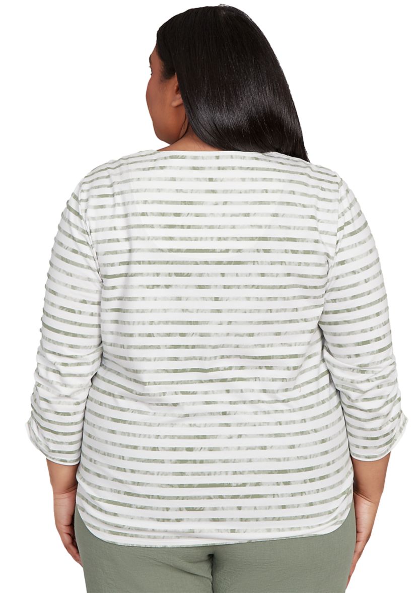 Plus Size Copper Canyon Stripe with Medallion Yoke Top