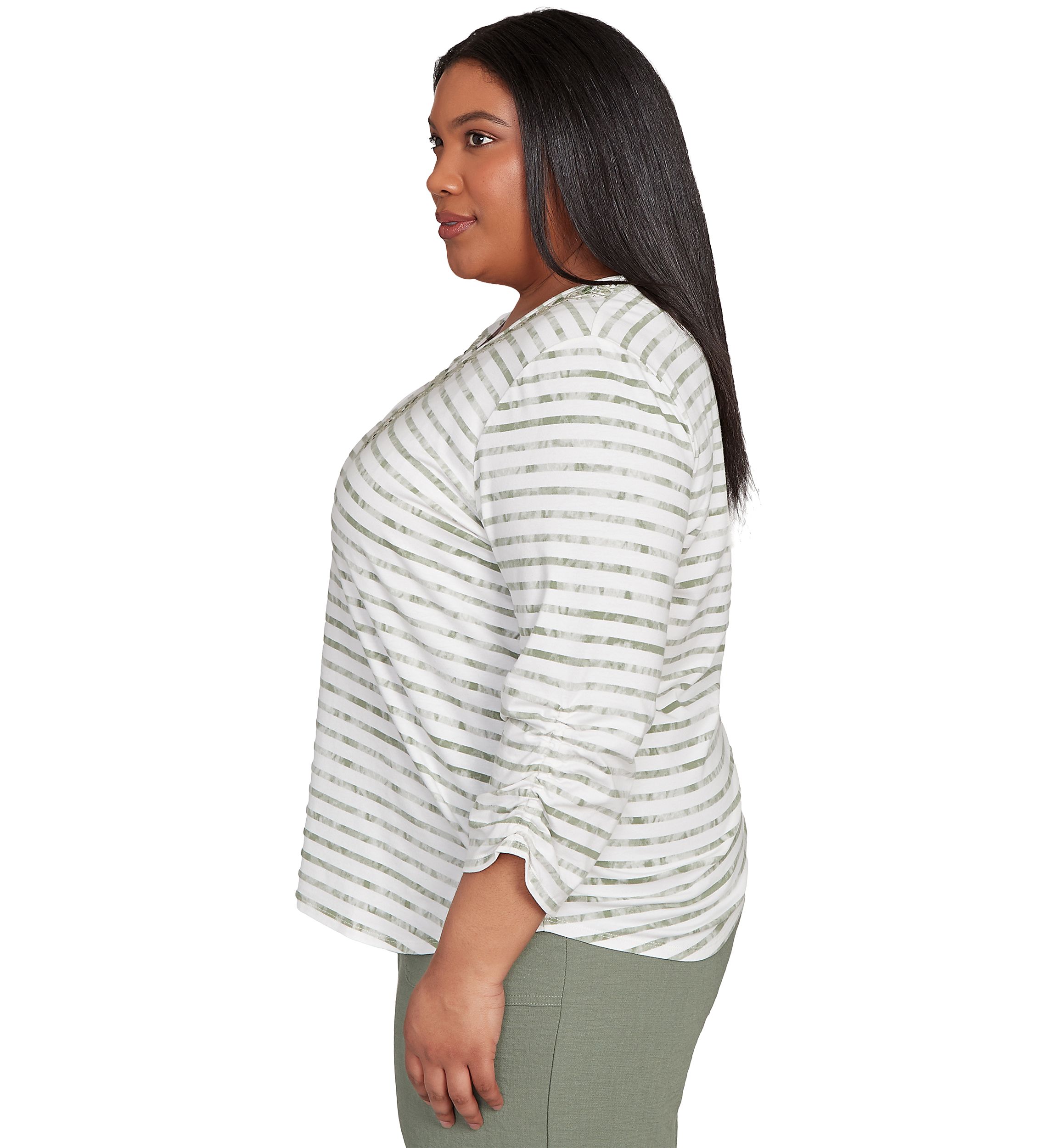Plus Size Copper Canyon Stripe with Medallion Yoke Top