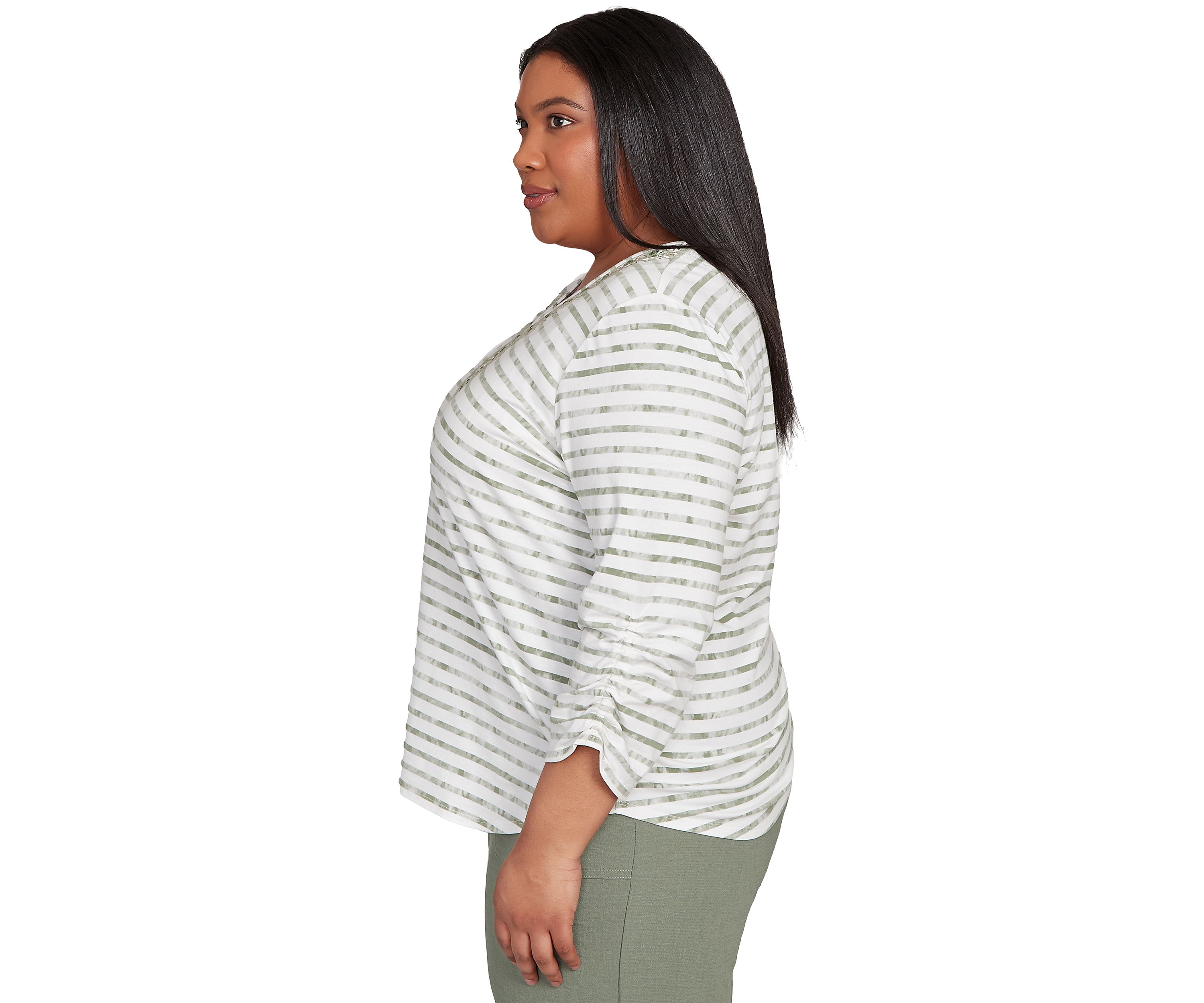 Plus Size Copper Canyon Stripe with Medallion Yoke Top