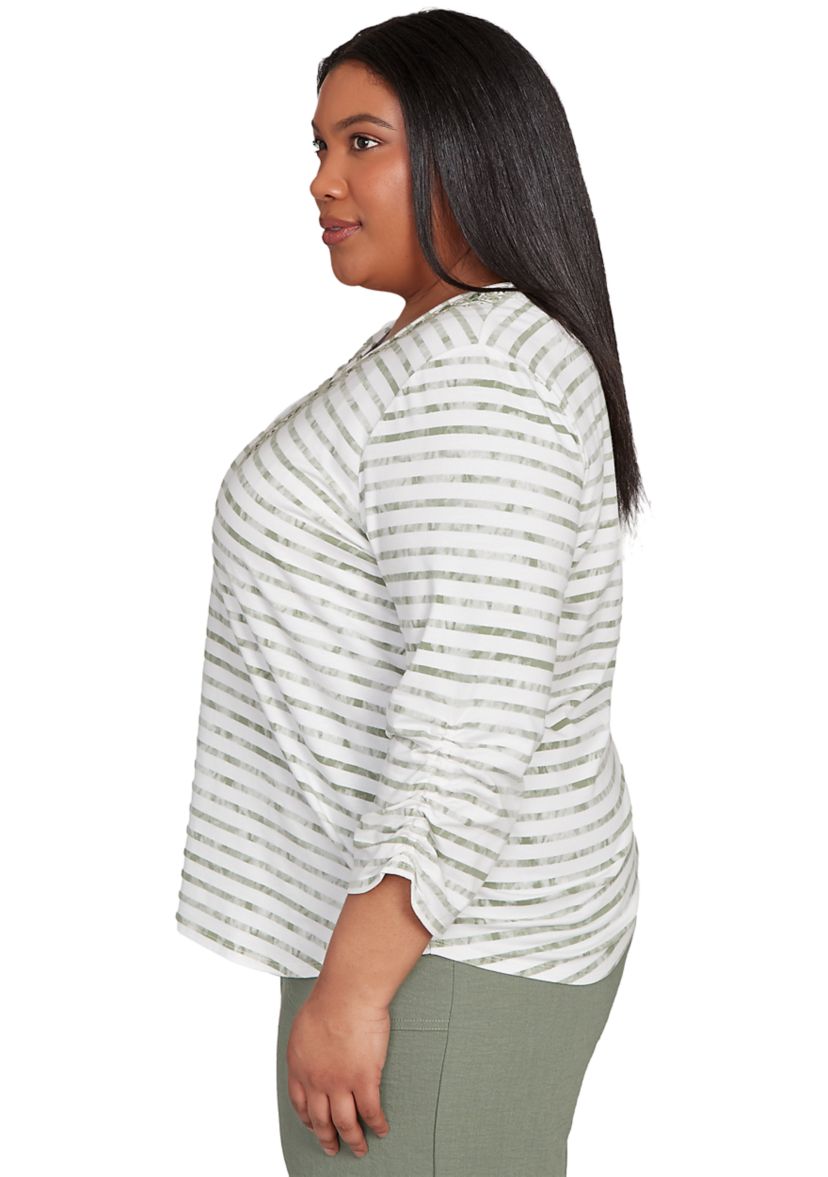 Plus Size Copper Canyon Stripe with Medallion Yoke Top