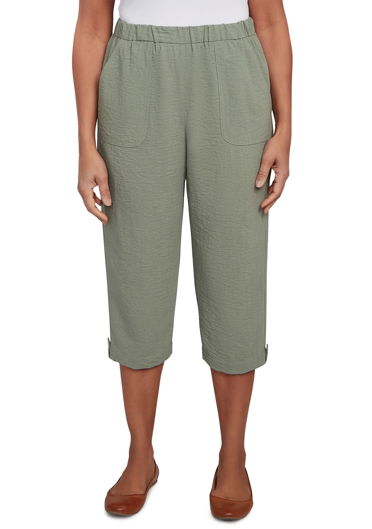 Petite Copper Canyon Button Tab Capri Pants