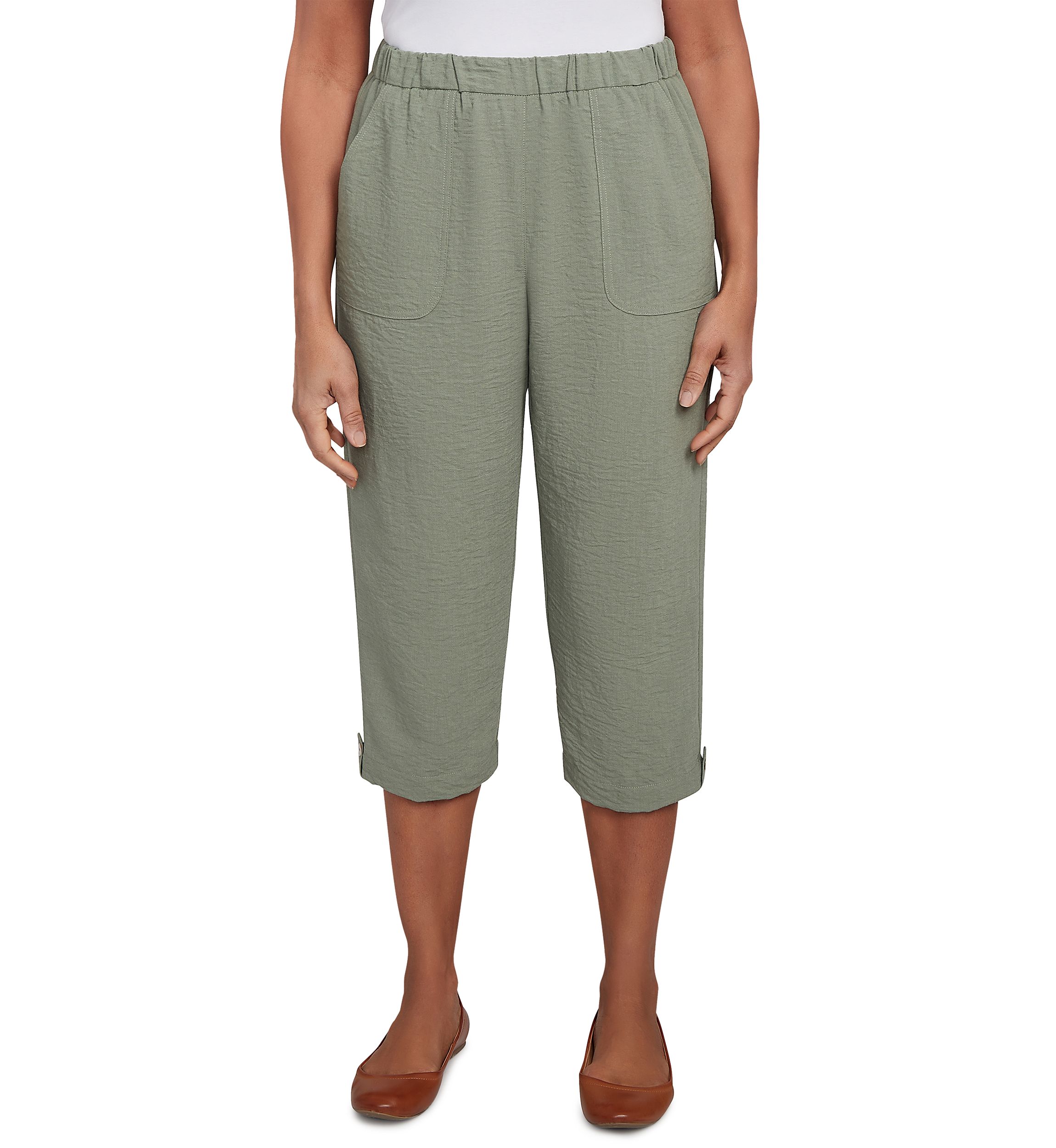 Petite Copper Canyon Button Tab Capri Pants