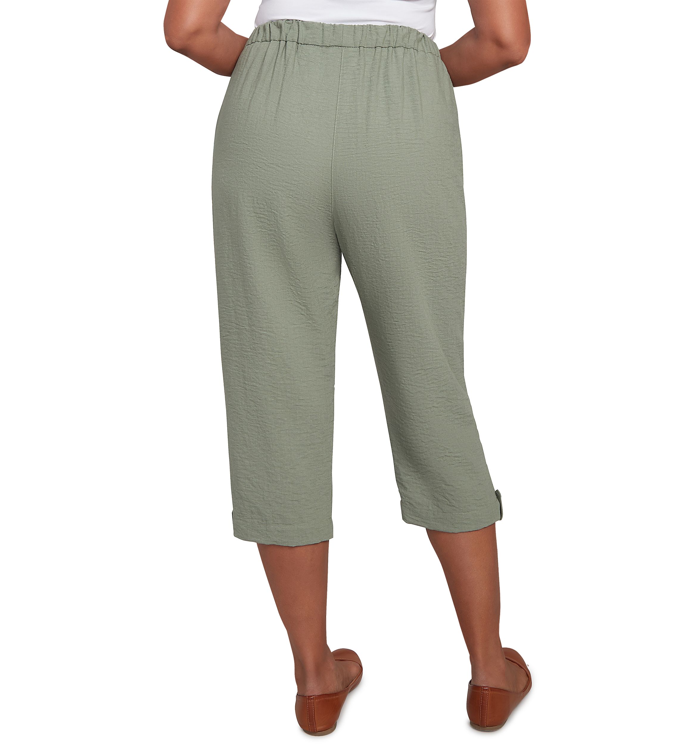 Petite Copper Canyon Button Tab Capri Pants
