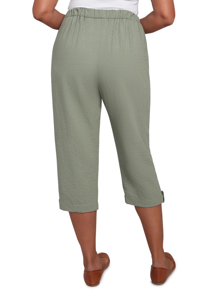 Petite Copper Canyon Button Tab Capri Pants