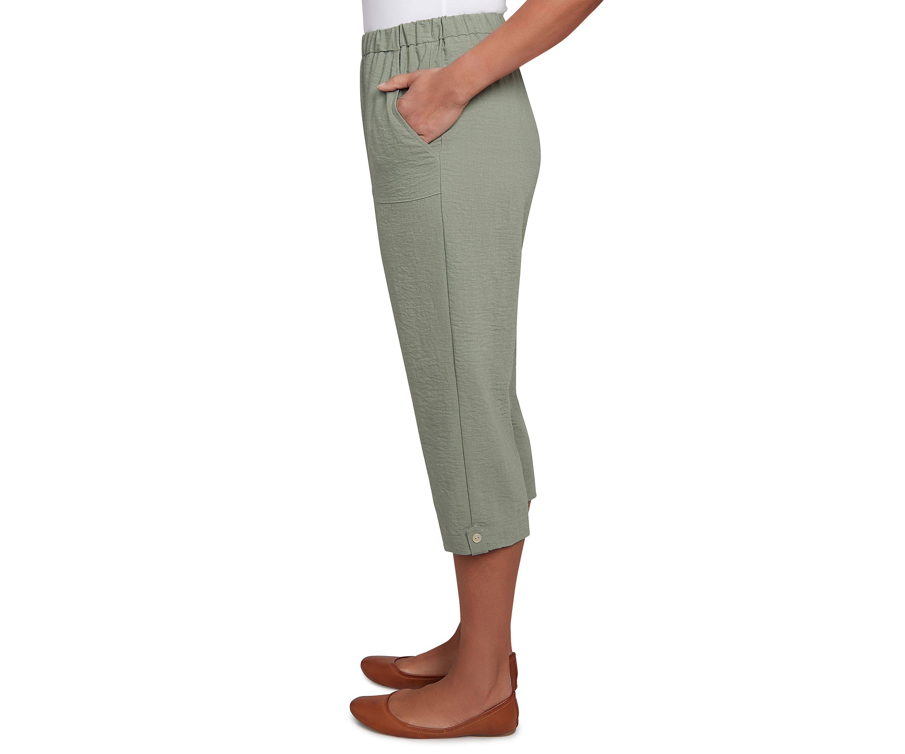 Petite Copper Canyon Button Tab Capri Pants