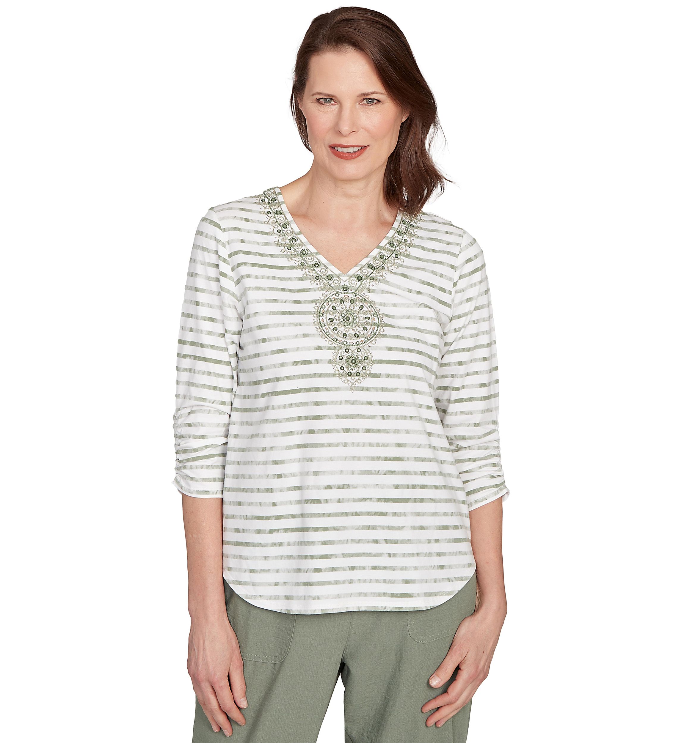 Petite Copper Canyon Stripe with Medallion Yoke Top