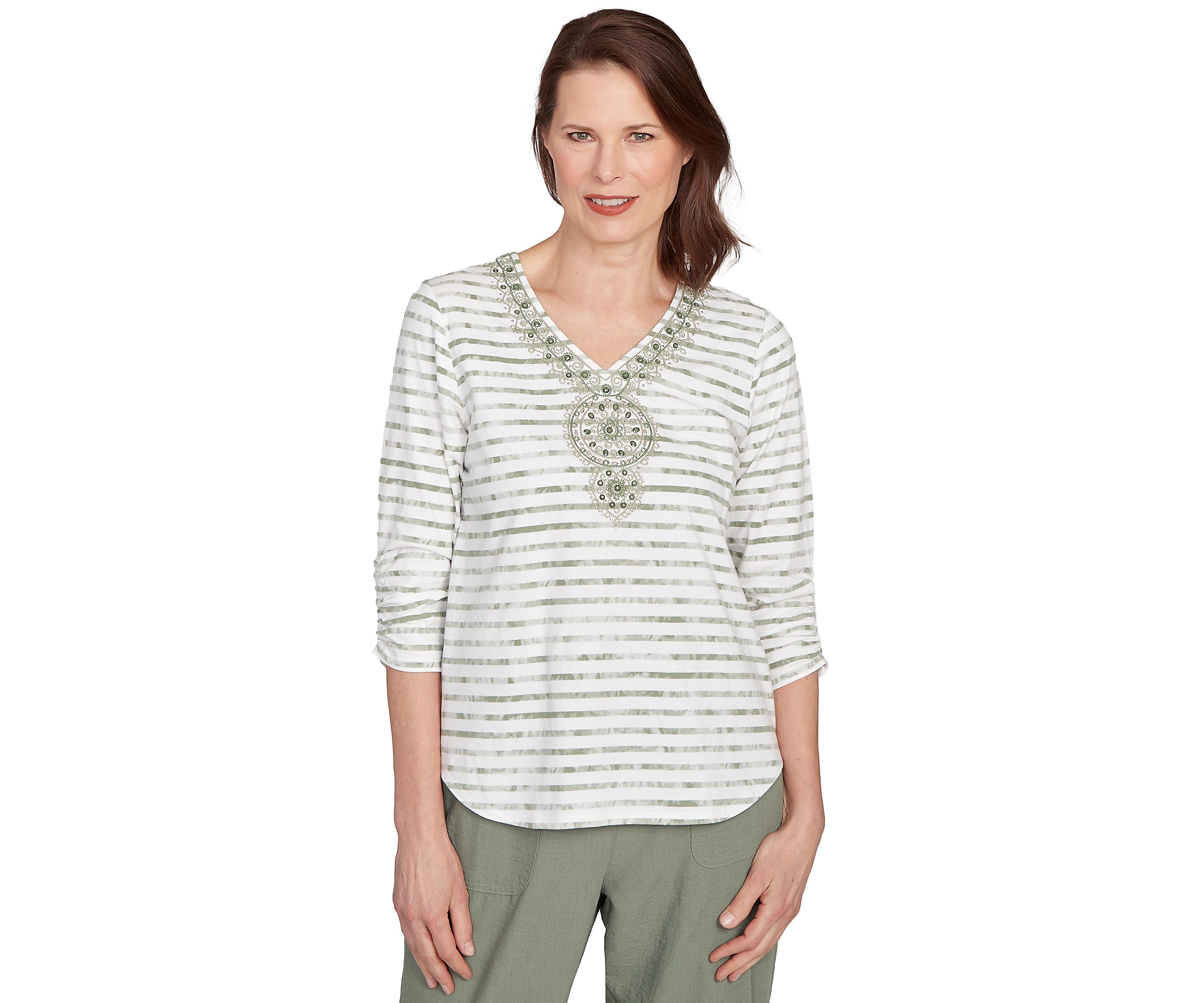 Petite Copper Canyon Stripe with Medallion Yoke Top