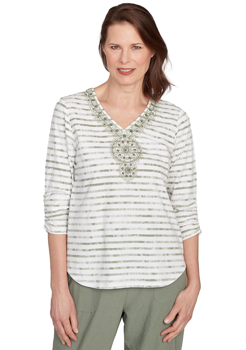 Petite Copper Canyon Stripe with Medallion Yoke Top