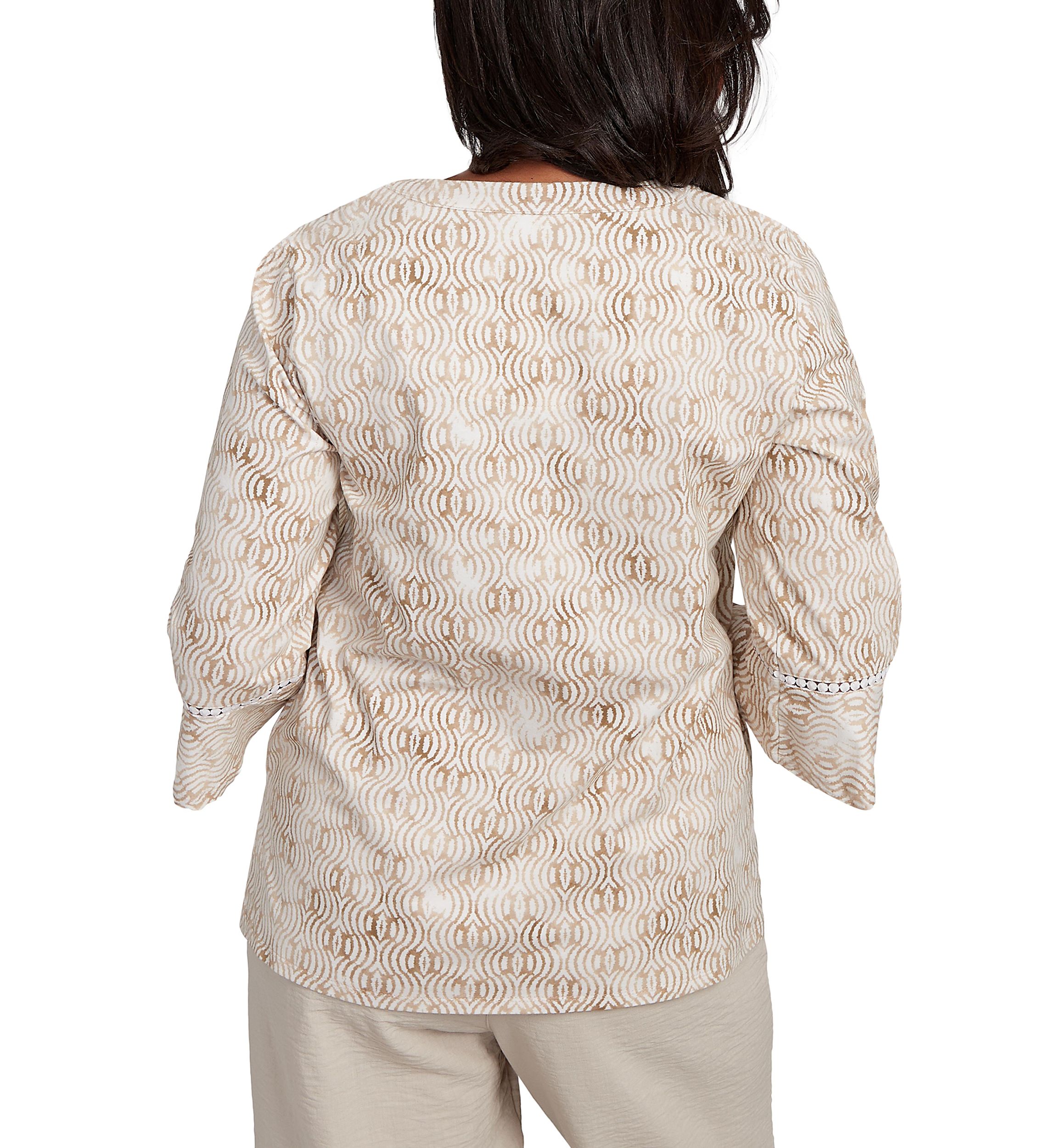 Petite Copper Canyon Print with Flower Embroidery Top 