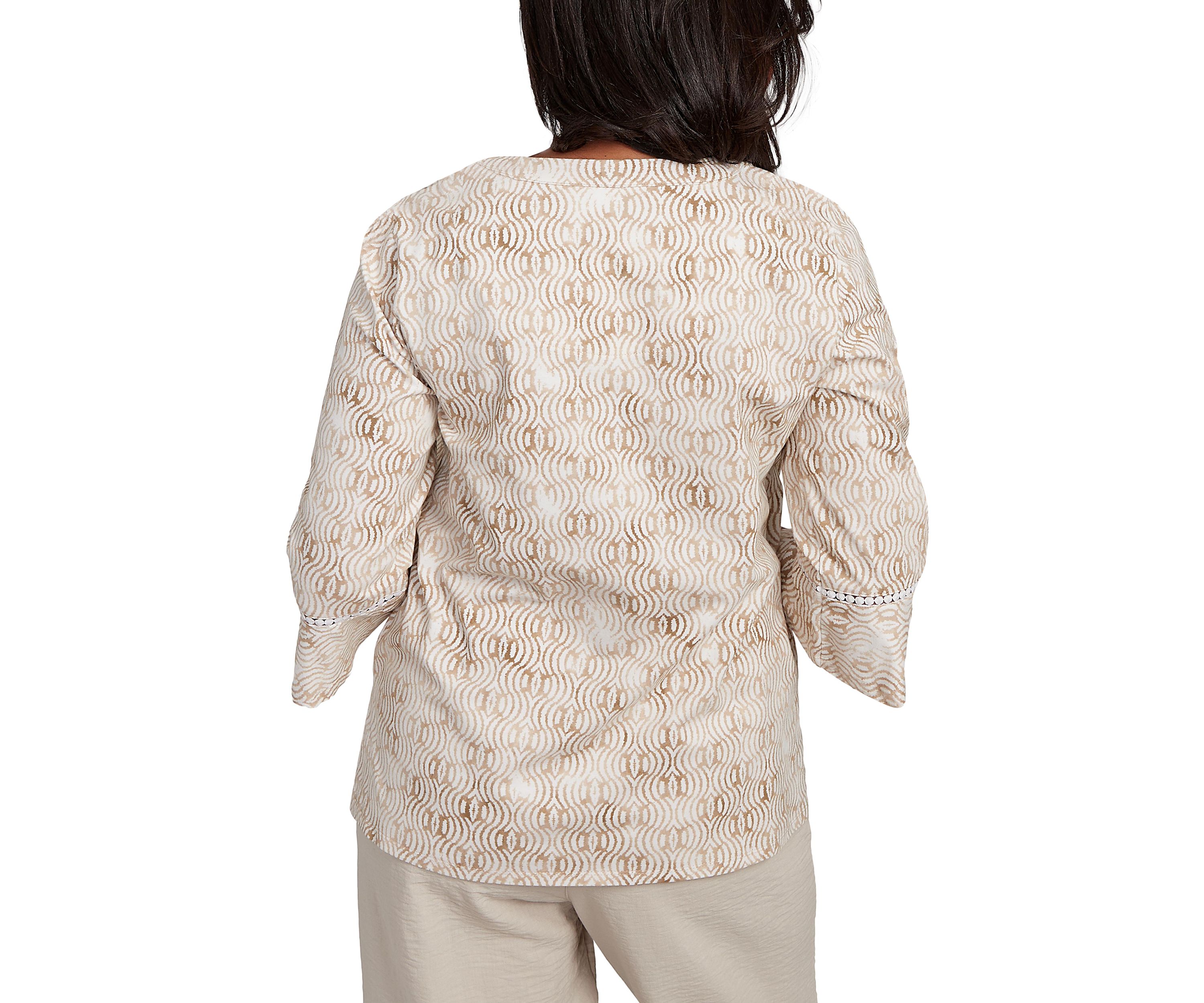 Petite Copper Canyon Print with Flower Embroidery Top 