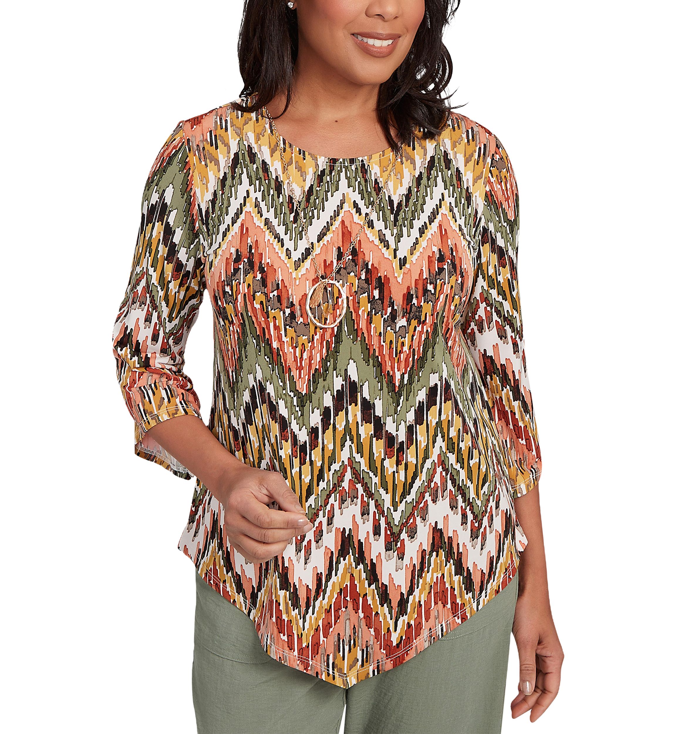 Petite Copper Canyon Ikat Chevron Top