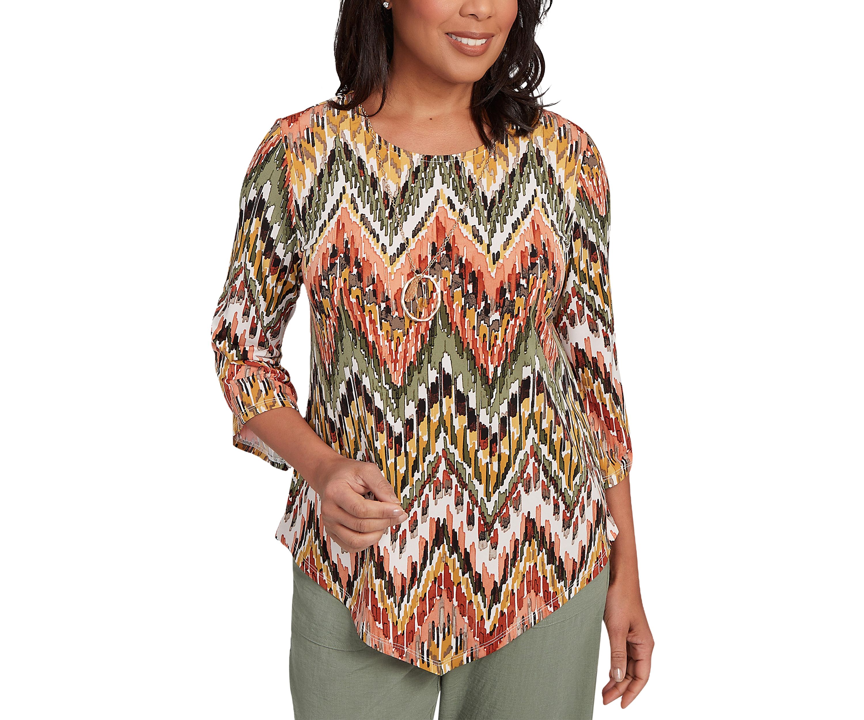 Petite Copper Canyon Ikat Chevron Top