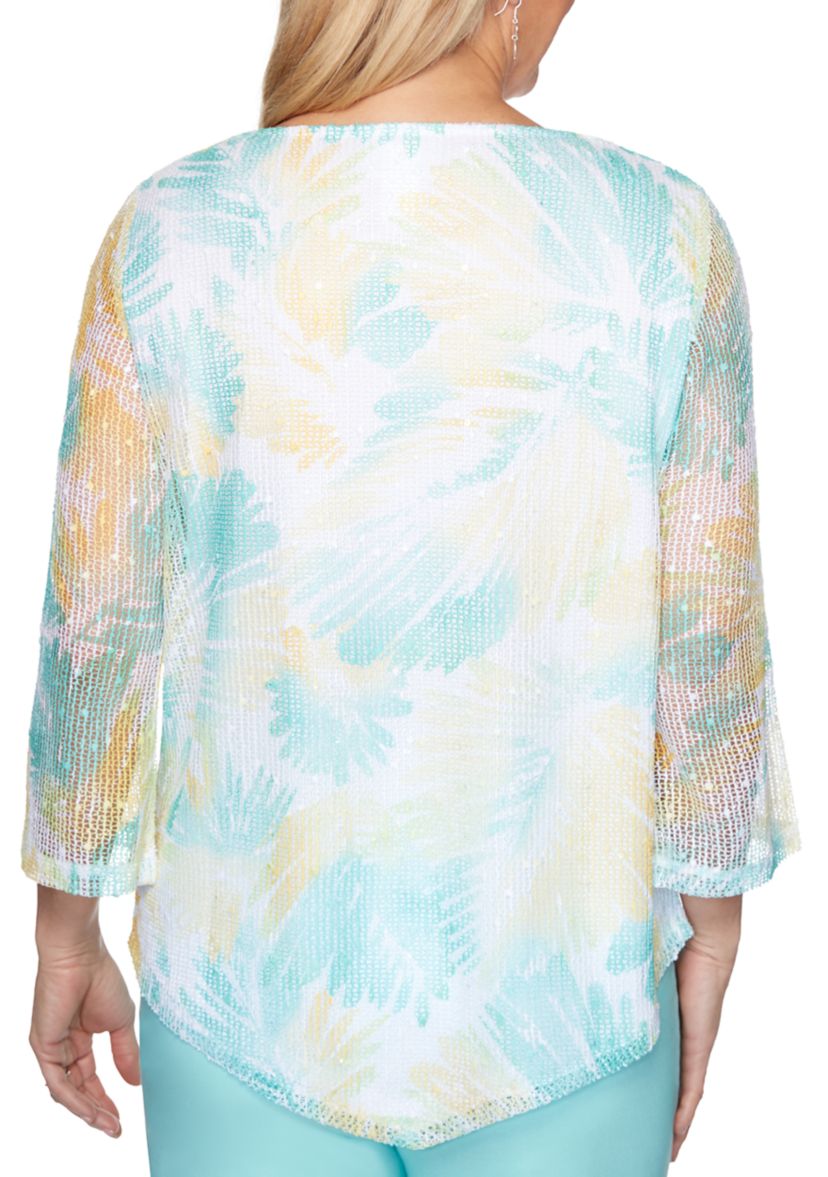 Womens Spring Lake Floral Mesh Knit Tunic