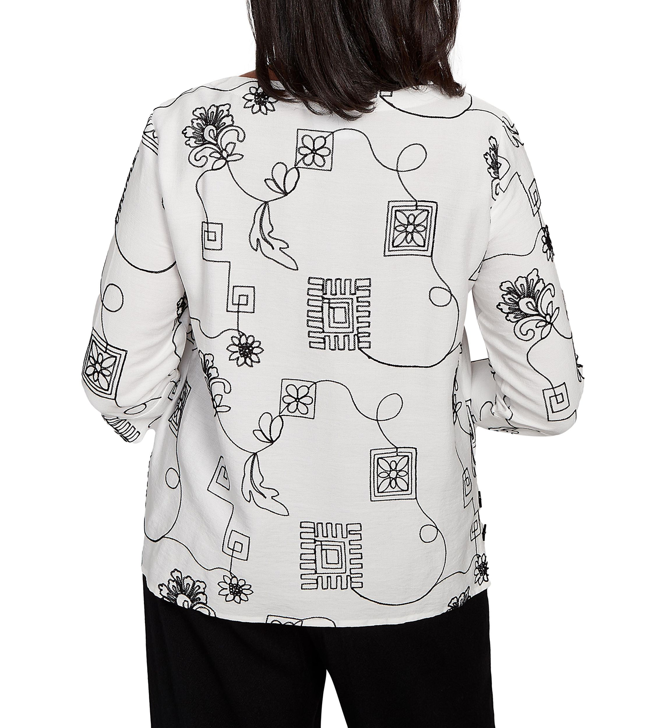 Womens Santa Barbara Geo Floral Soutache Embroidery Top