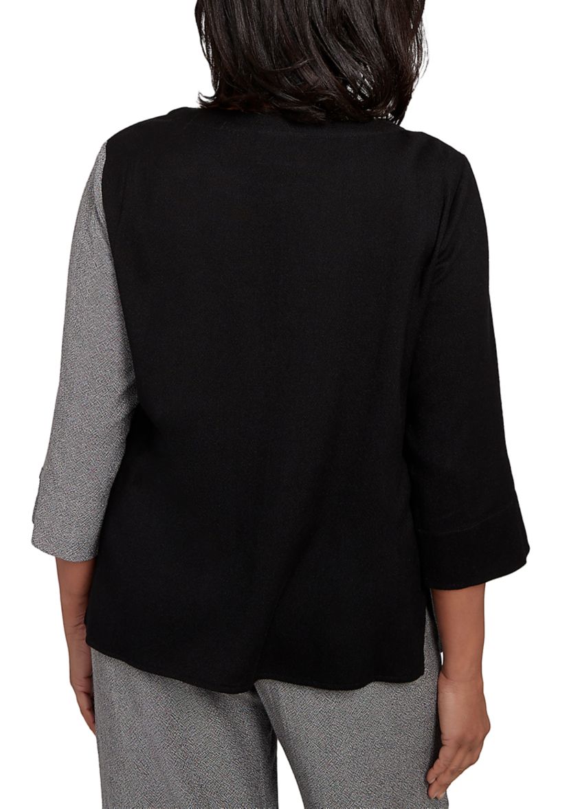 Womens Santa Barbara Center Spliced Top with Necklace