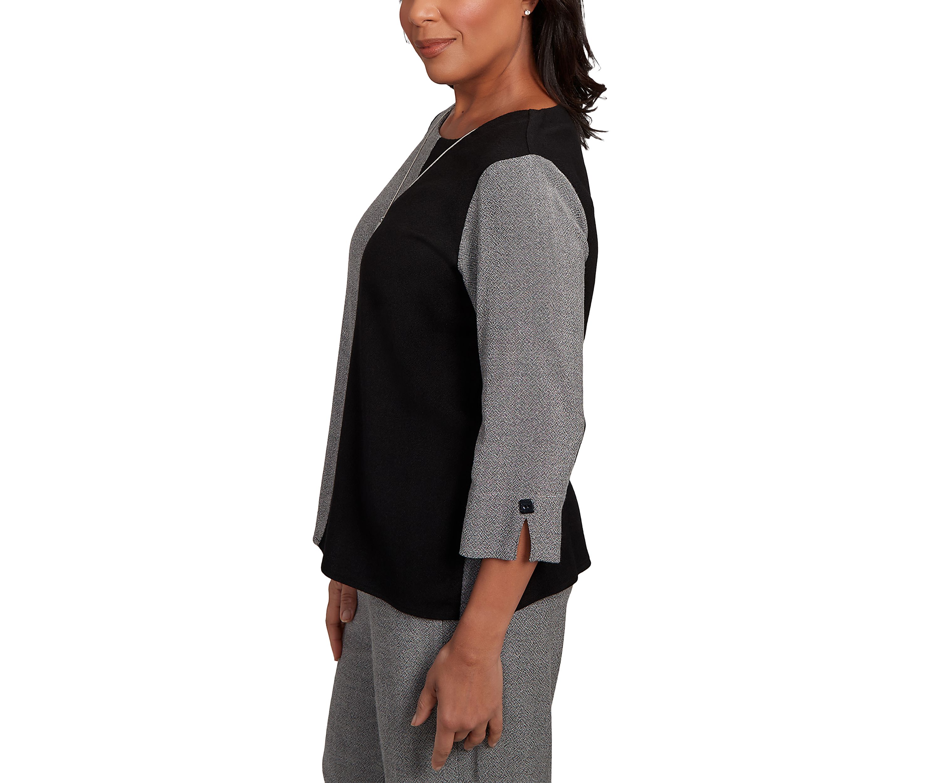 Womens Santa Barbara Center Spliced Top with Necklace