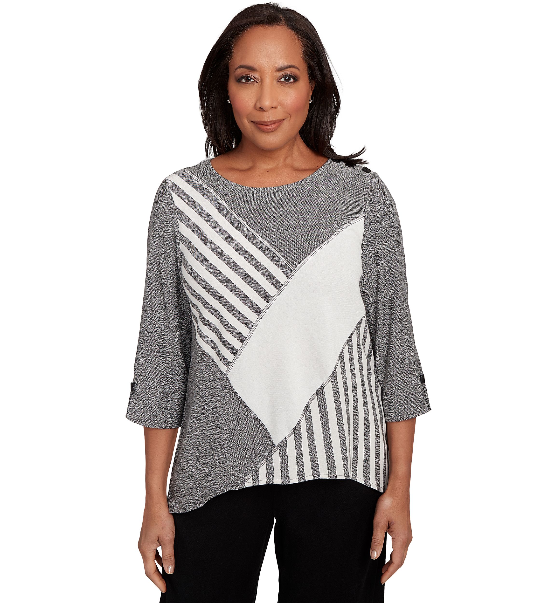 Womens Santa Barbara Diagonal Spliced Stripe Top