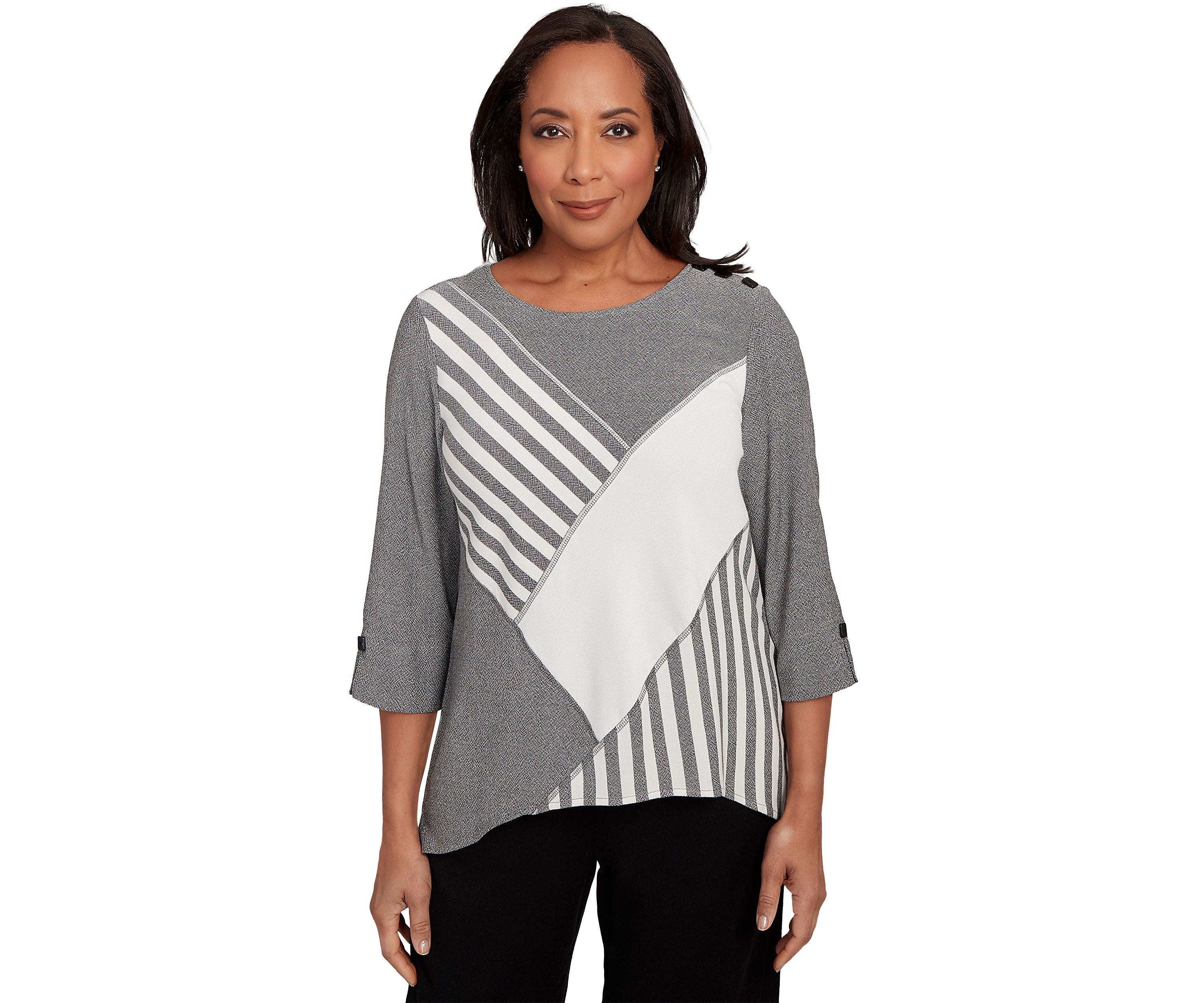 Womens Santa Barbara Diagonal Spliced Stripe Top