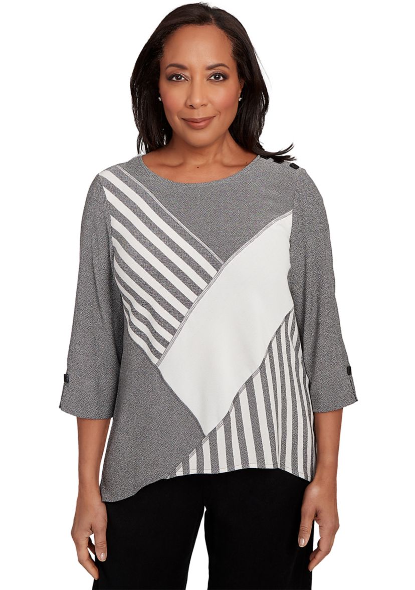 Womens Santa Barbara Diagonal Spliced Stripe Top