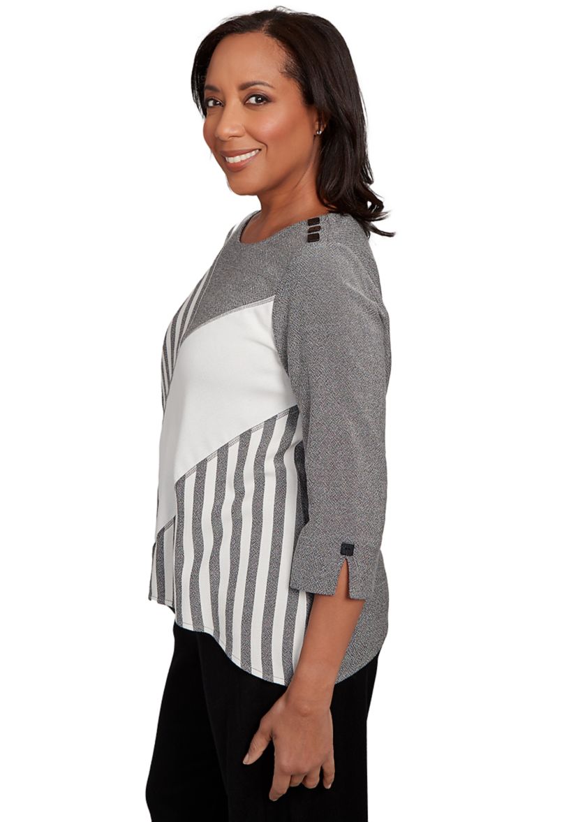 Womens Santa Barbara Diagonal Spliced Stripe Top