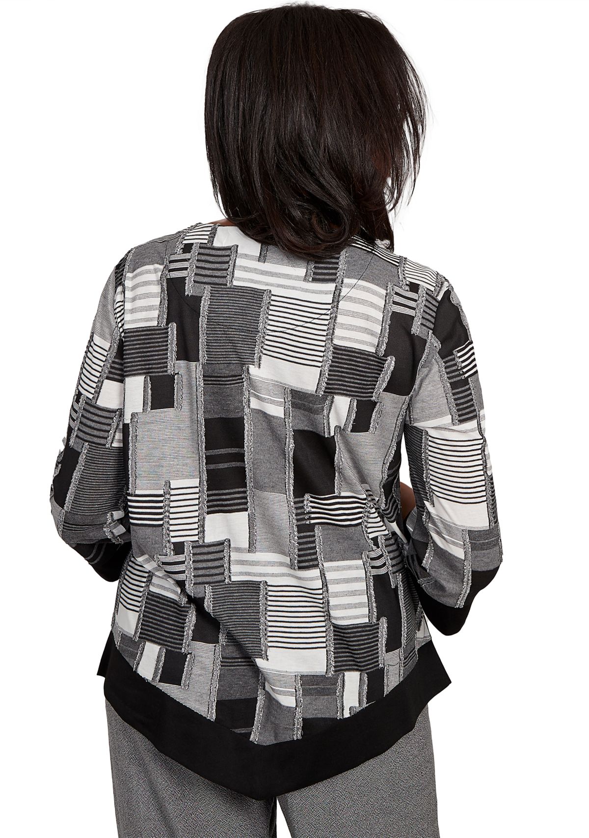 Womens Santa Barbara Patchwork with Solid Black Trim Top