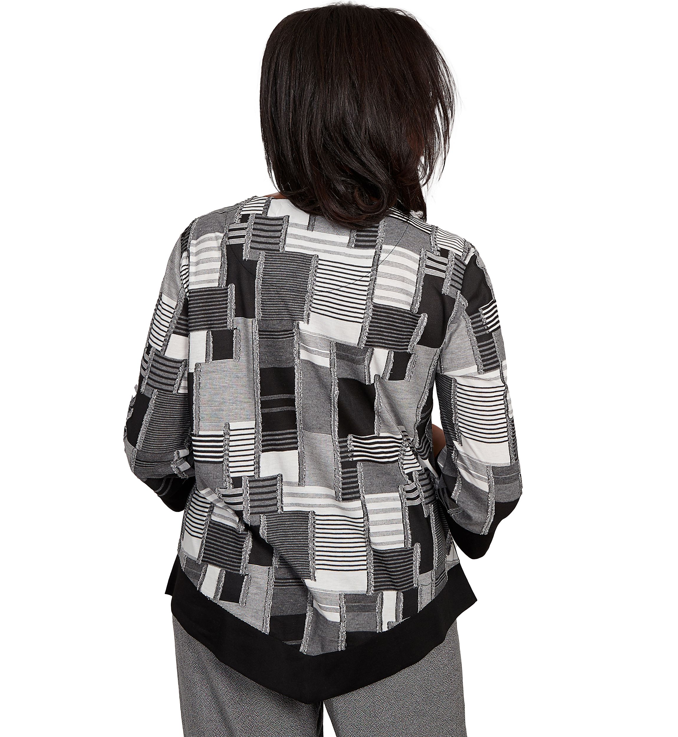 Womens Santa Barbara Patchwork with Solid Black Trim Top