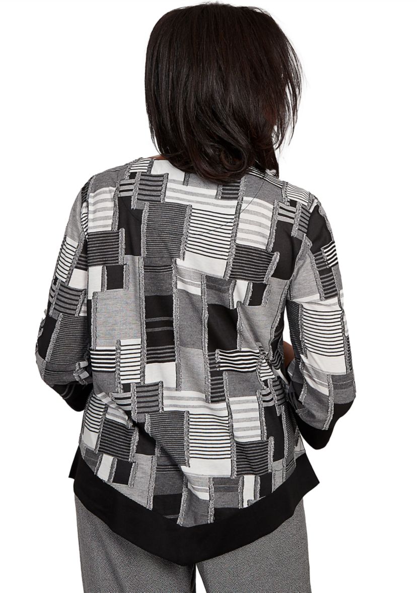 Womens Santa Barbara Patchwork with Solid Black Trim Top