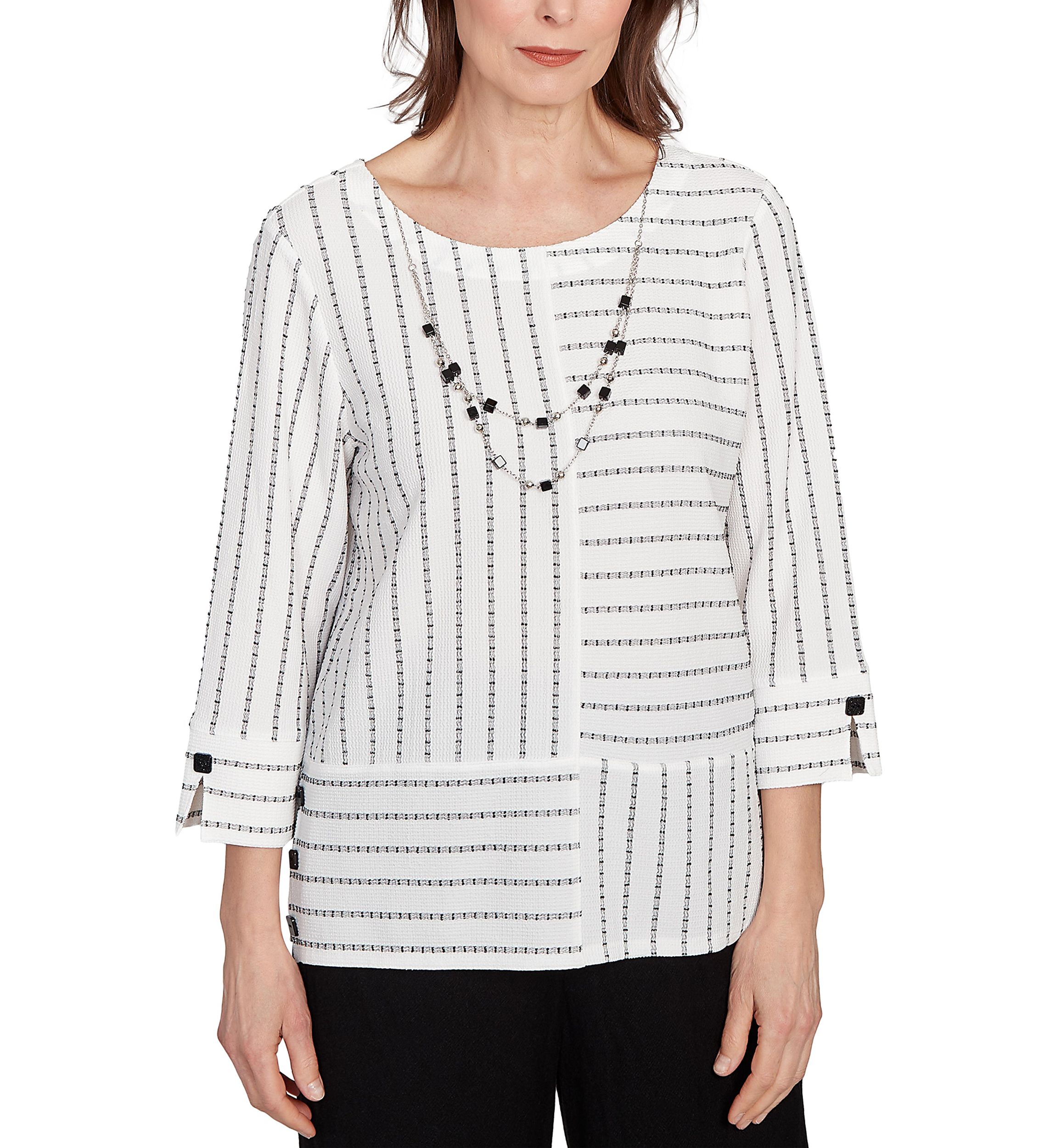 Womens Santa Barbara Spliced Texture Stripe Top