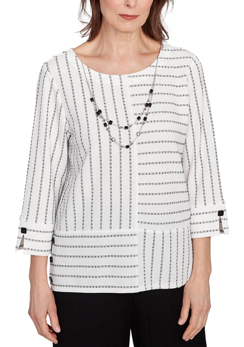 Womens Santa Barbara Spliced Texture Stripe Top