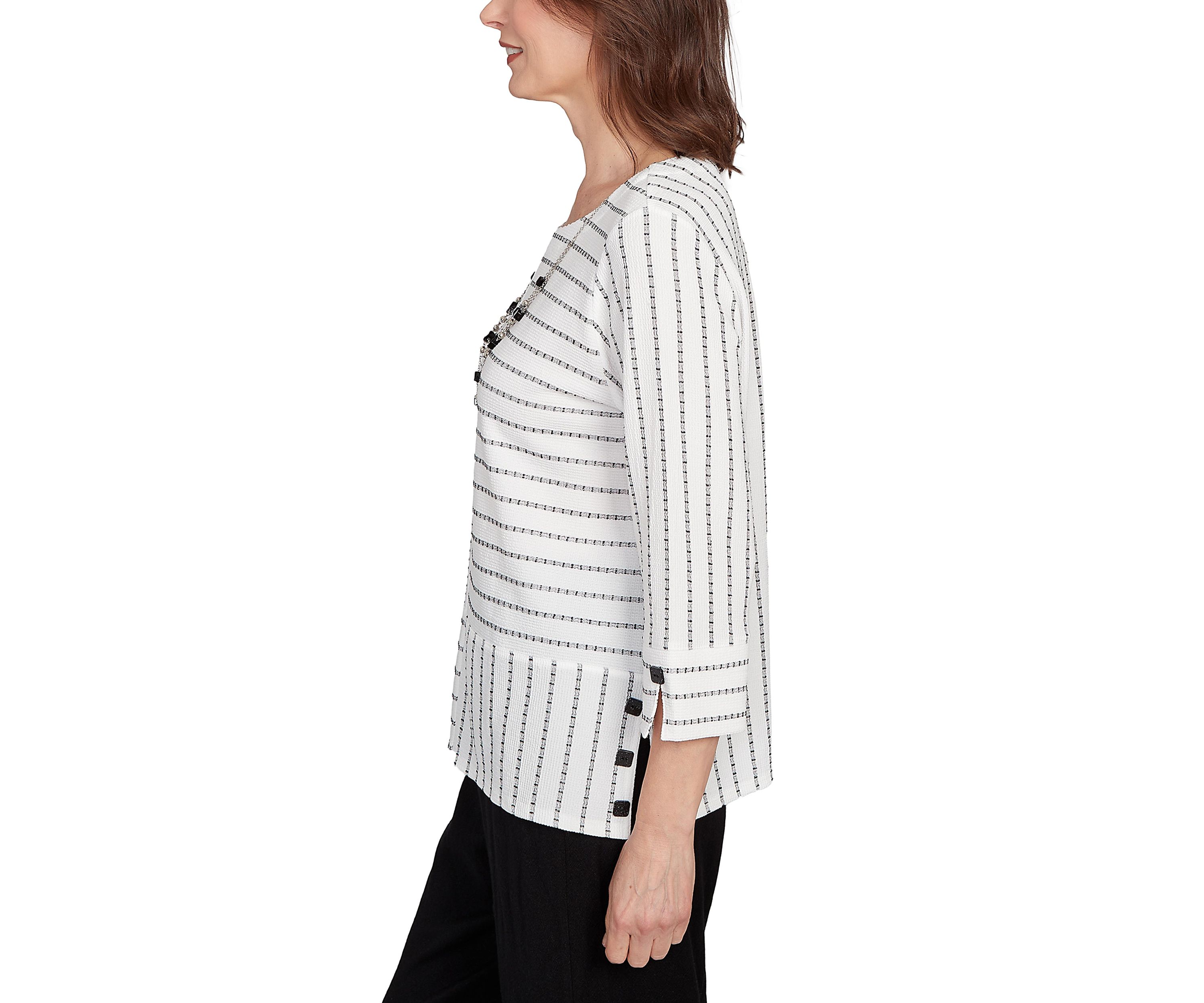 Womens Santa Barbara Spliced Texture Stripe Top