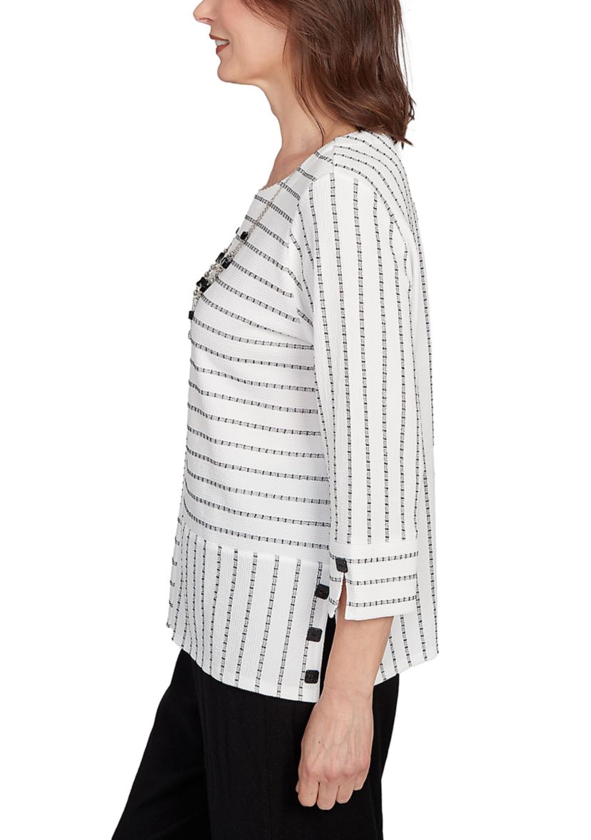 Womens Santa Barbara Spliced Texture Stripe Top