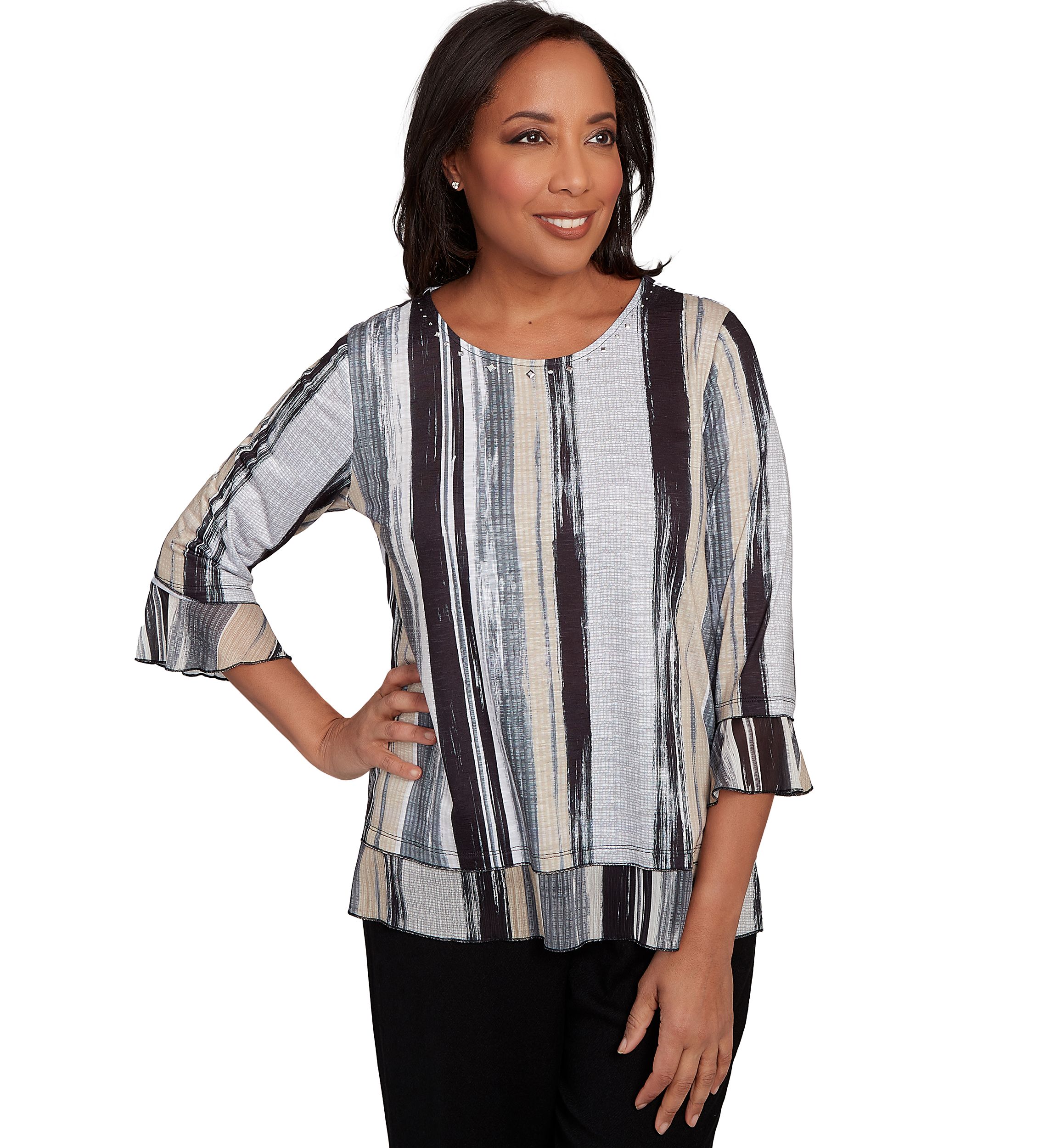 Womens Santa Barbara Etched Stripe Top