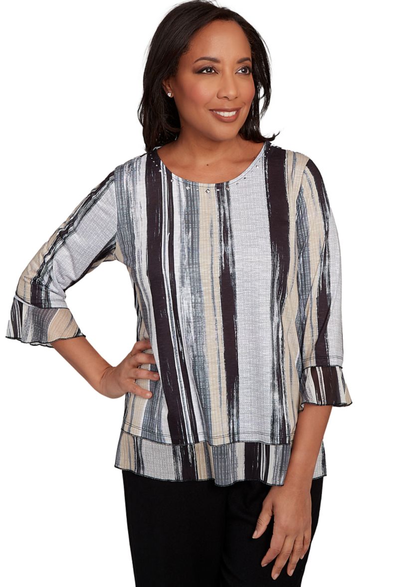 Womens Santa Barbara Etched Stripe Top