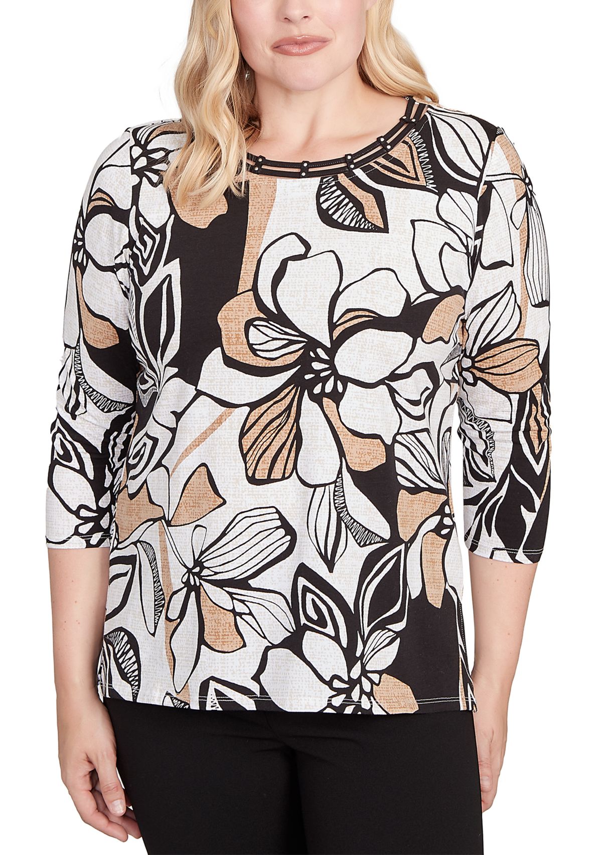 Womens Santa Barbara Leaf Floral Top