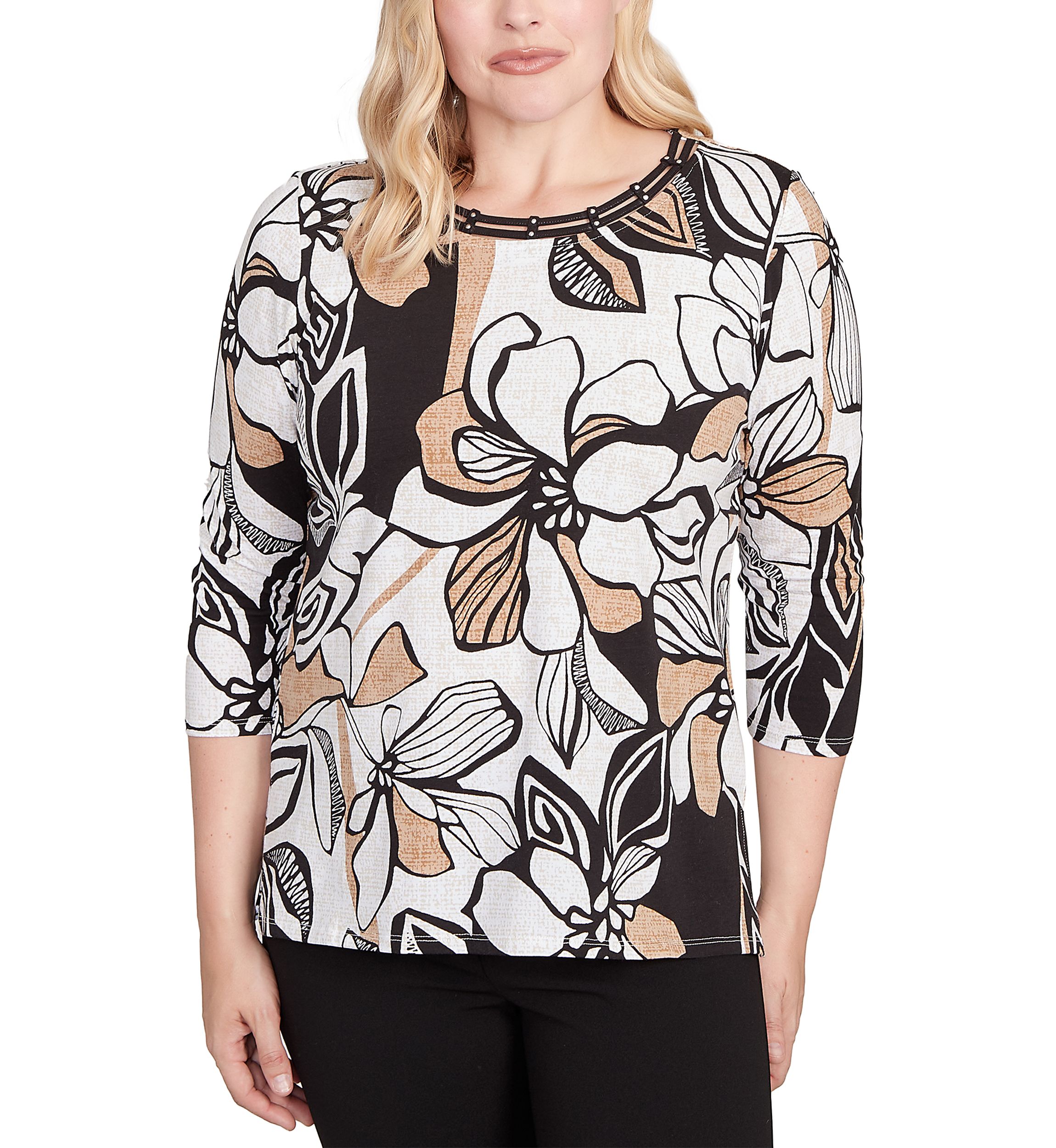 Womens Santa Barbara Leaf Floral Top