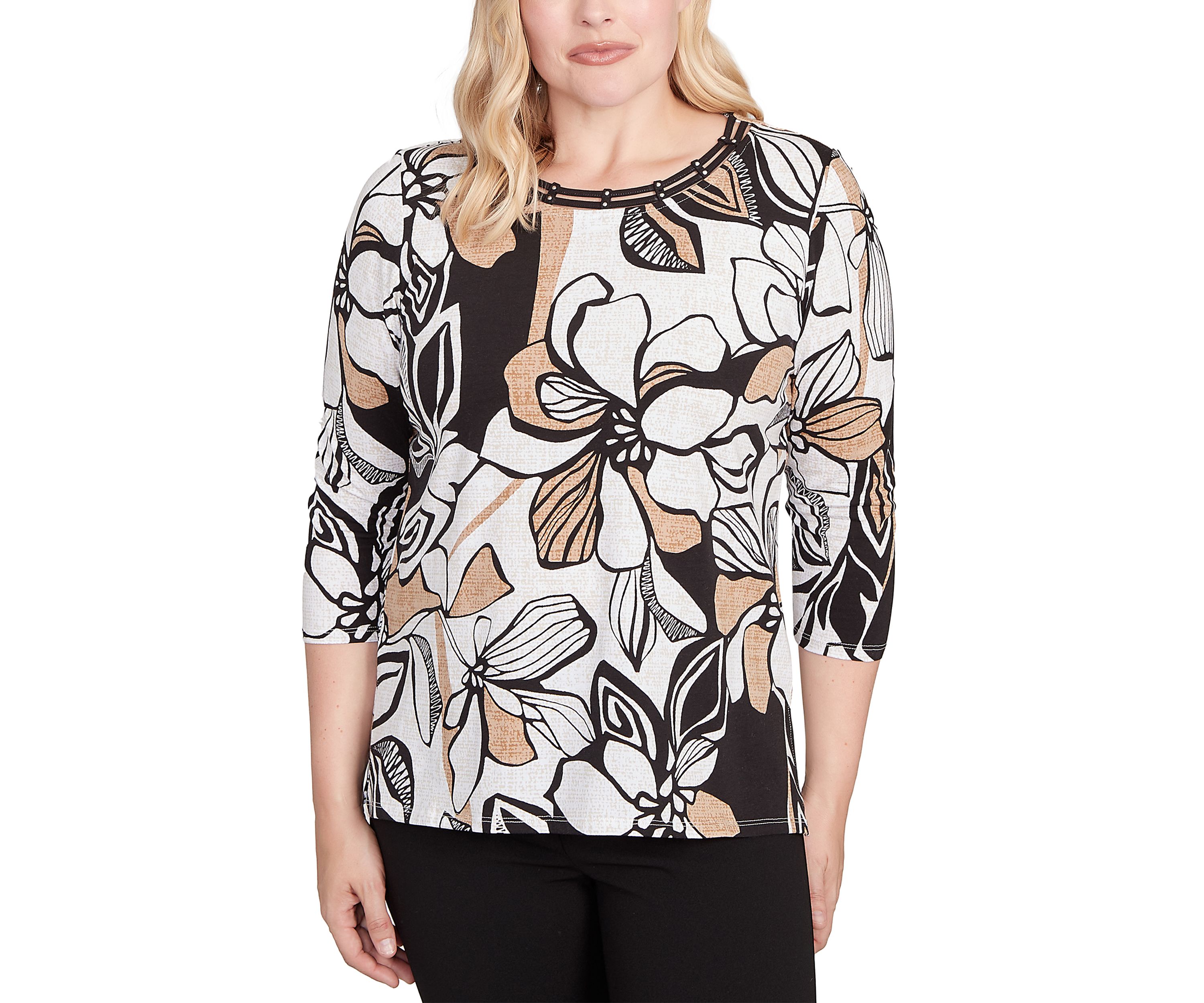 Womens Santa Barbara Leaf Floral Top