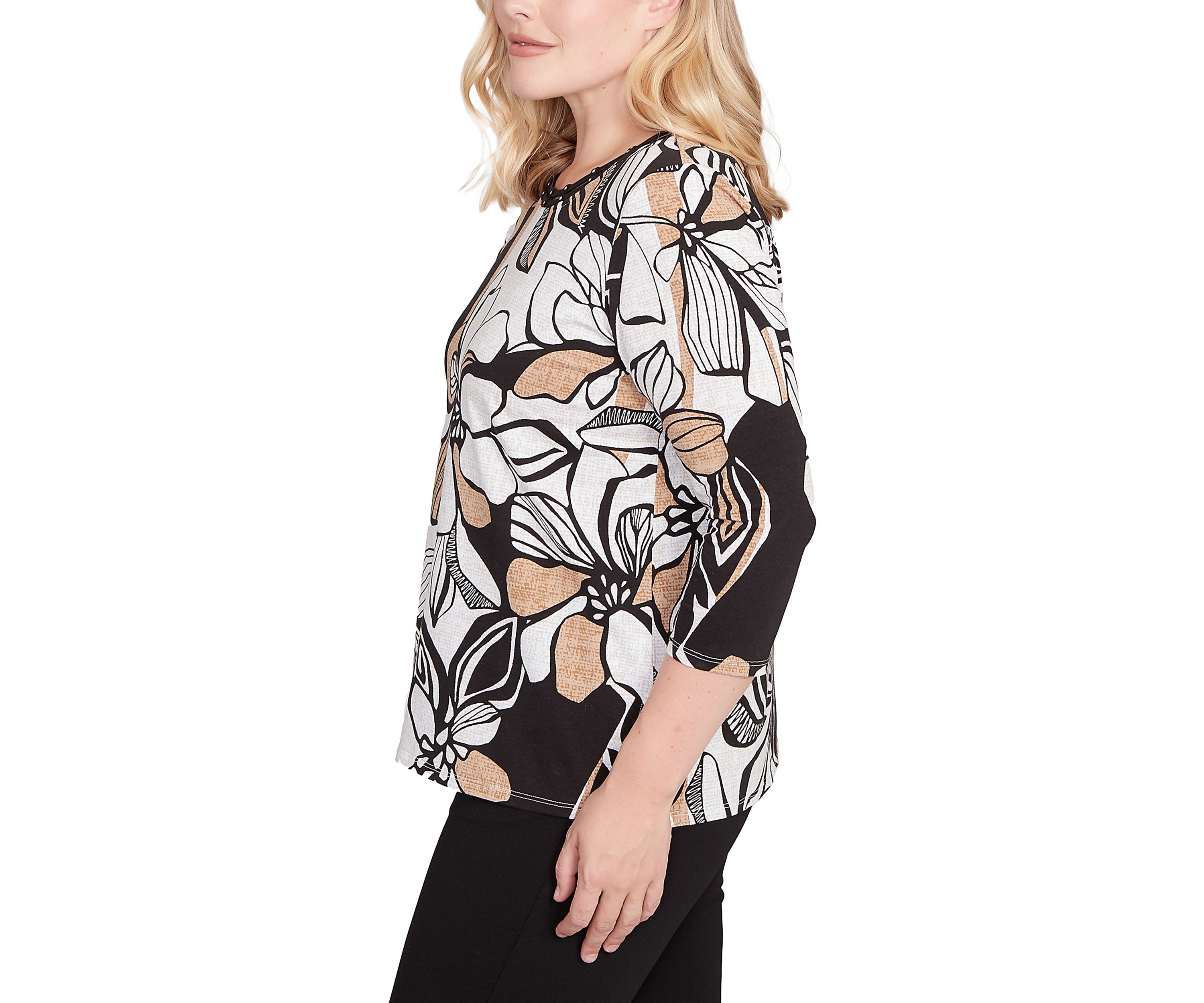 Womens Santa Barbara Leaf Floral Top